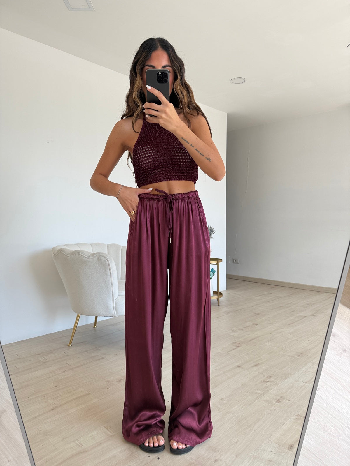 PANTALONE SATIN MAGENTA