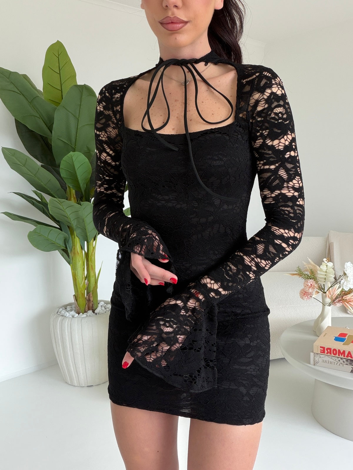 1805-MINI ABITO LINGERIE NERO
