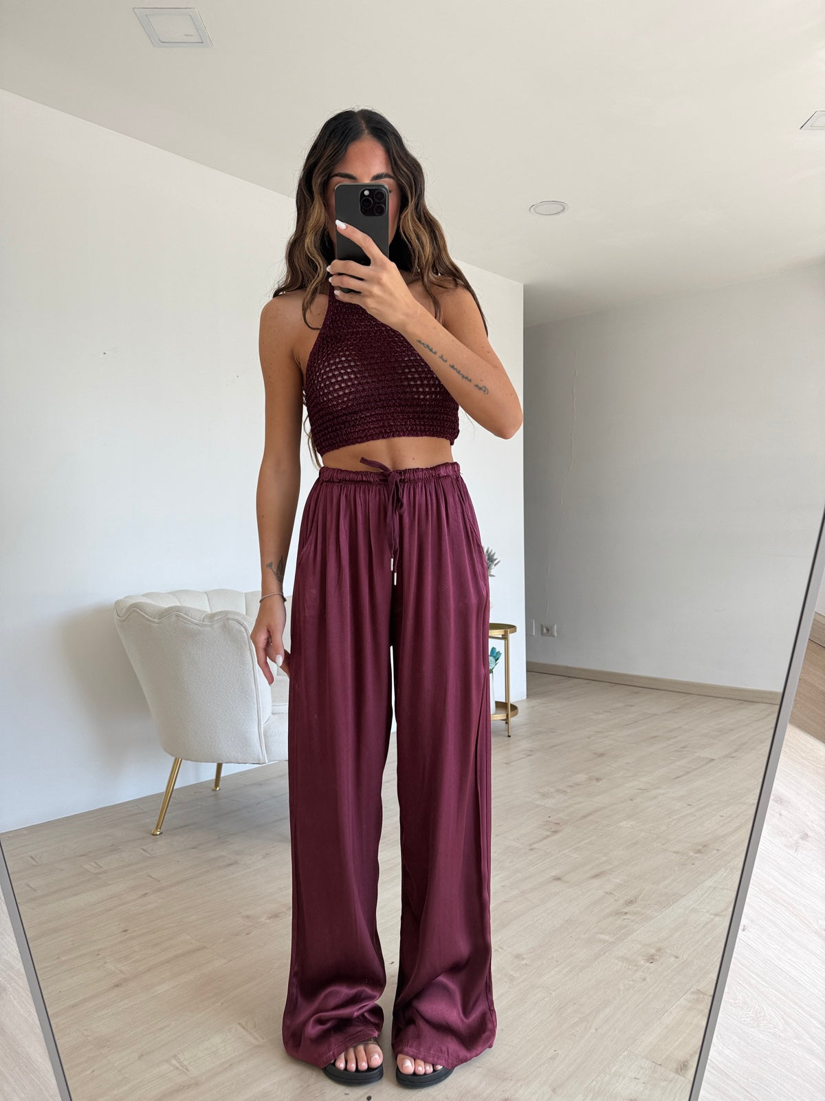 PANTALONE SATIN MAGENTA