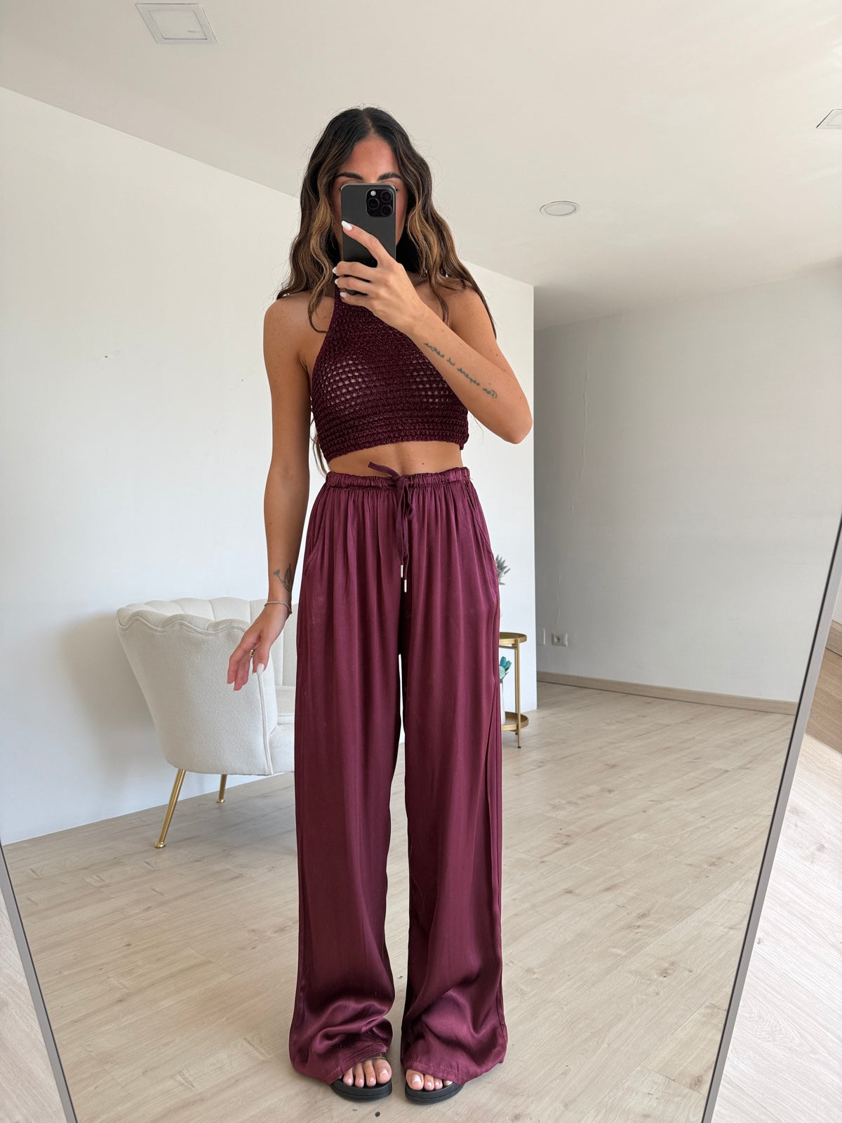 PANTALONE SATIN MAGENTA