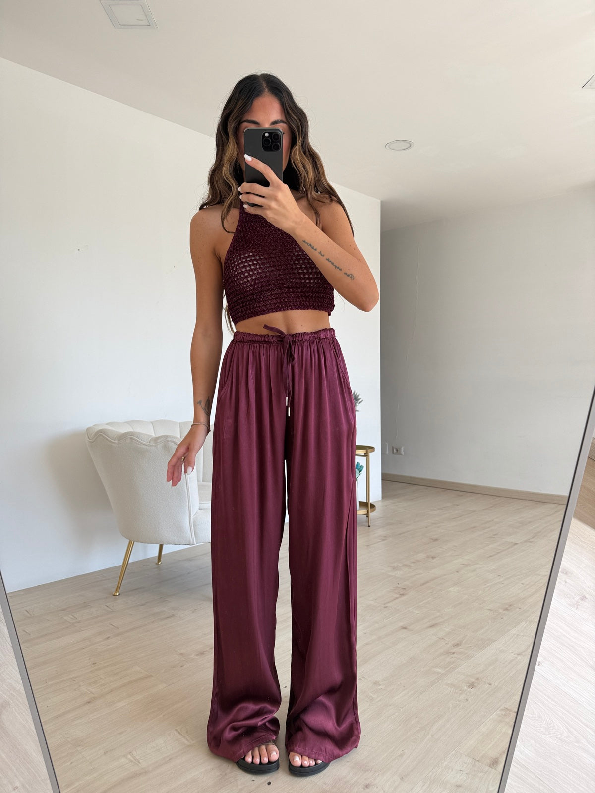 PANTALONE SATIN MAGENTA