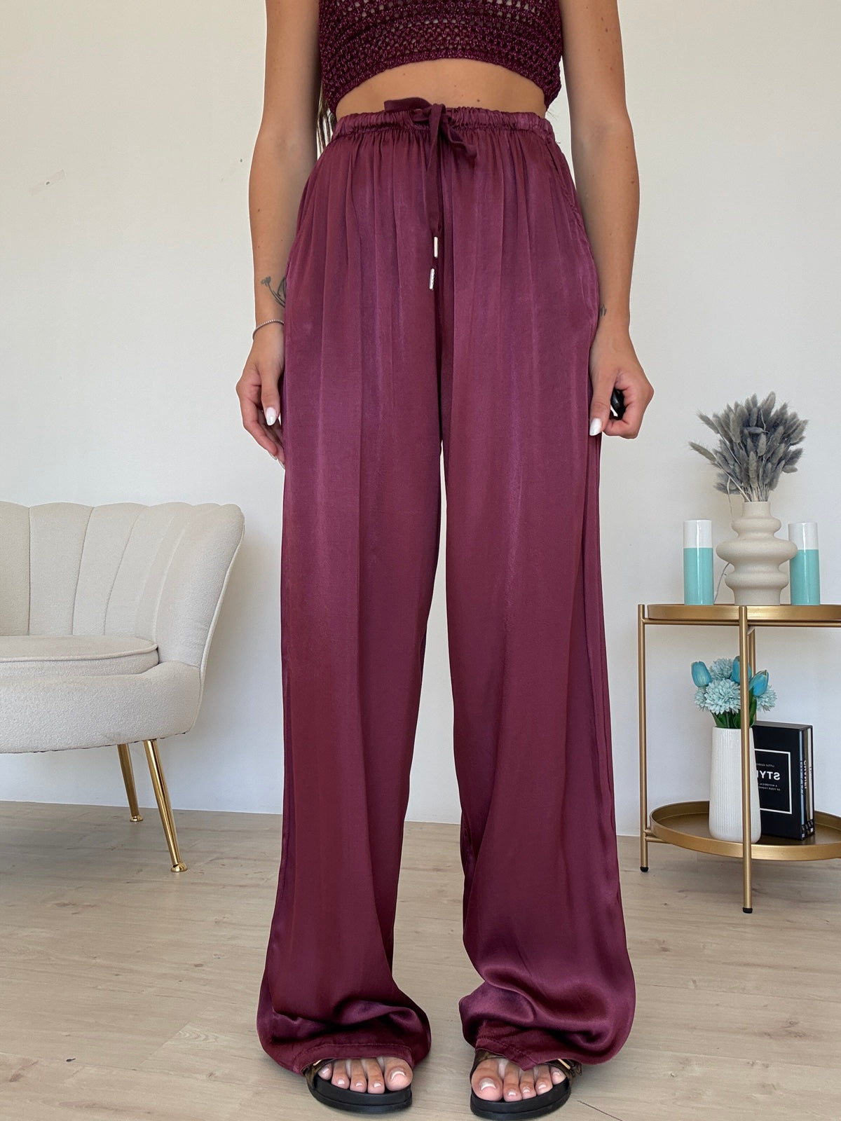 PANTALONE SATIN MAGENTA