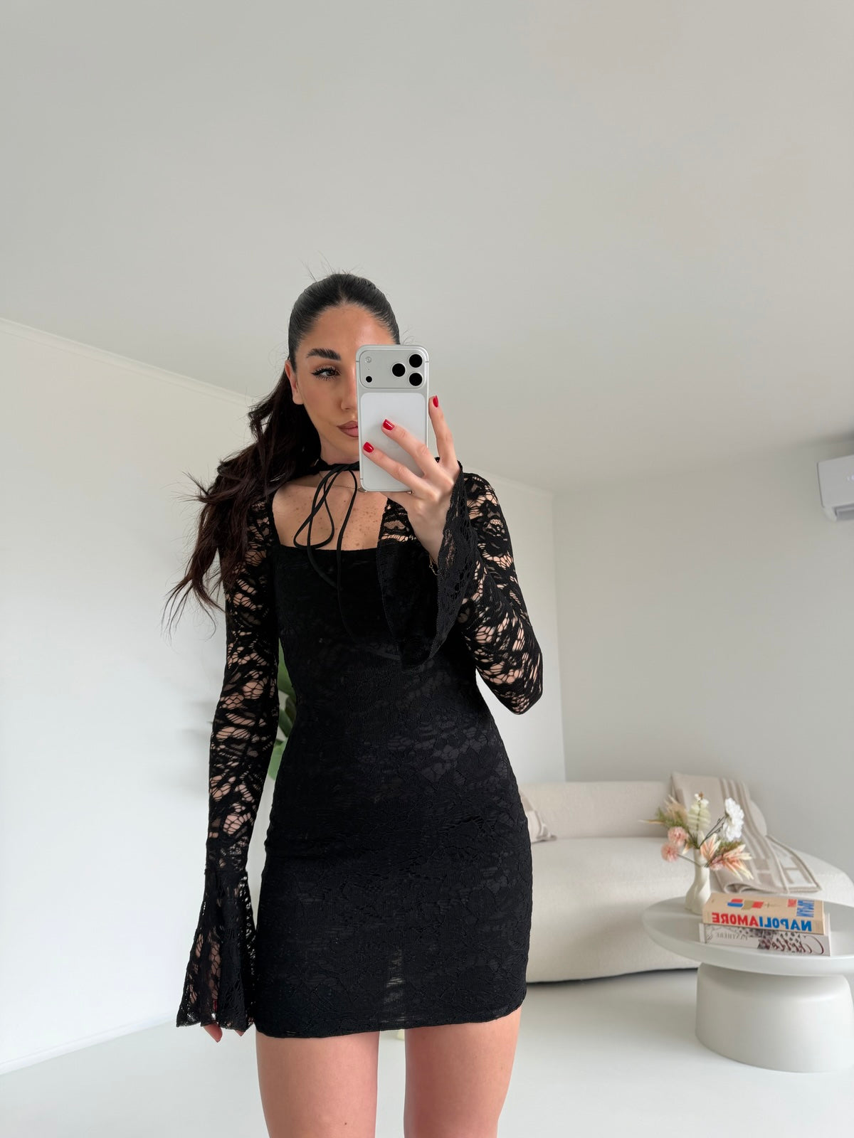 1805-MINI ABITO LINGERIE NERO