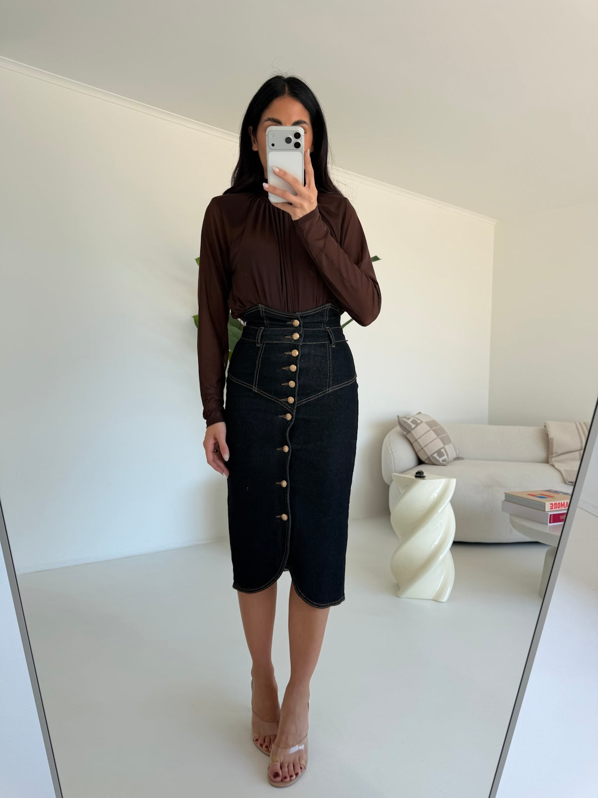MI2671-1 GONNA LONGUETTE BLU DENIM