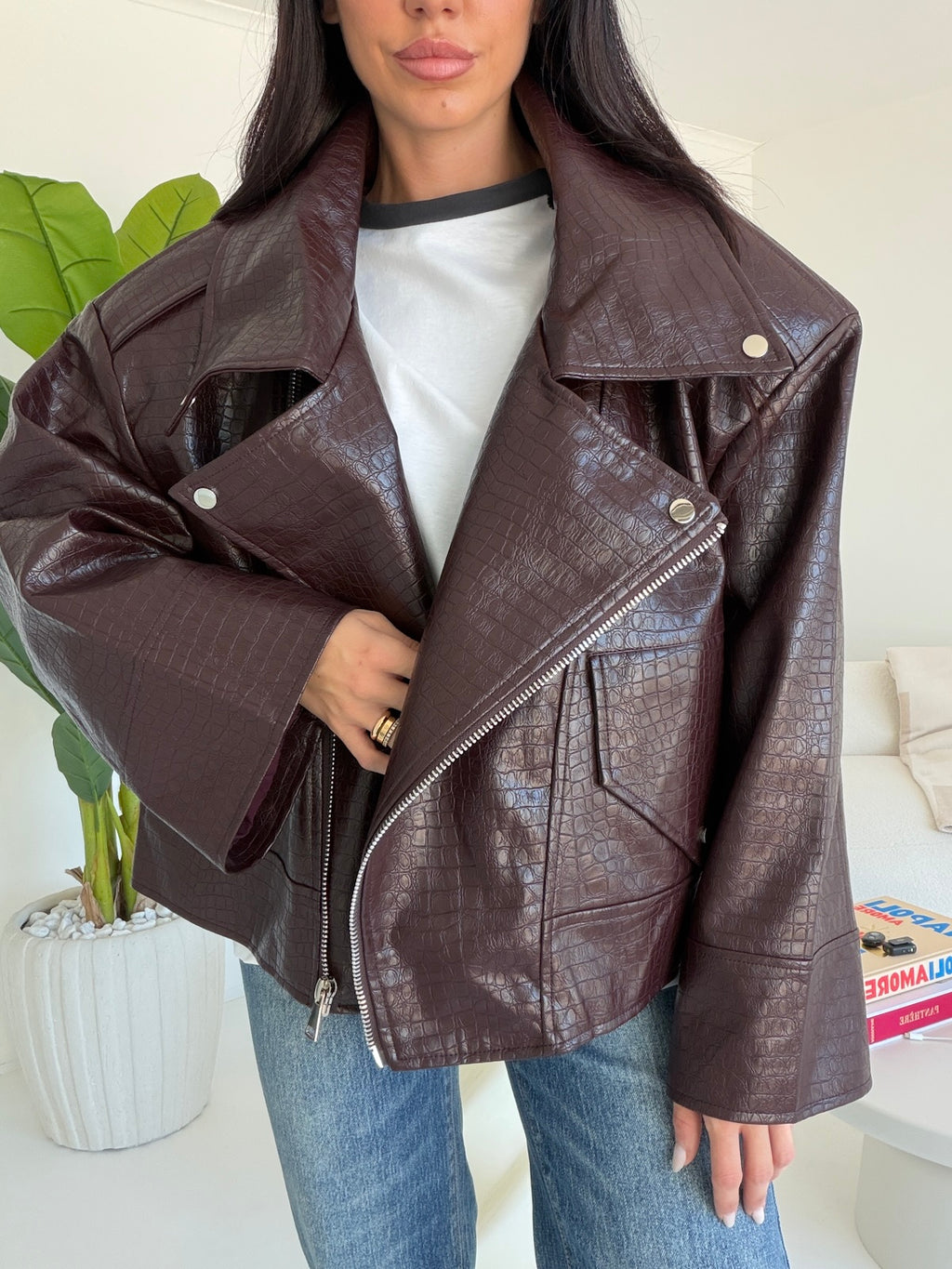 PU13935-BIKER CROCO WINE