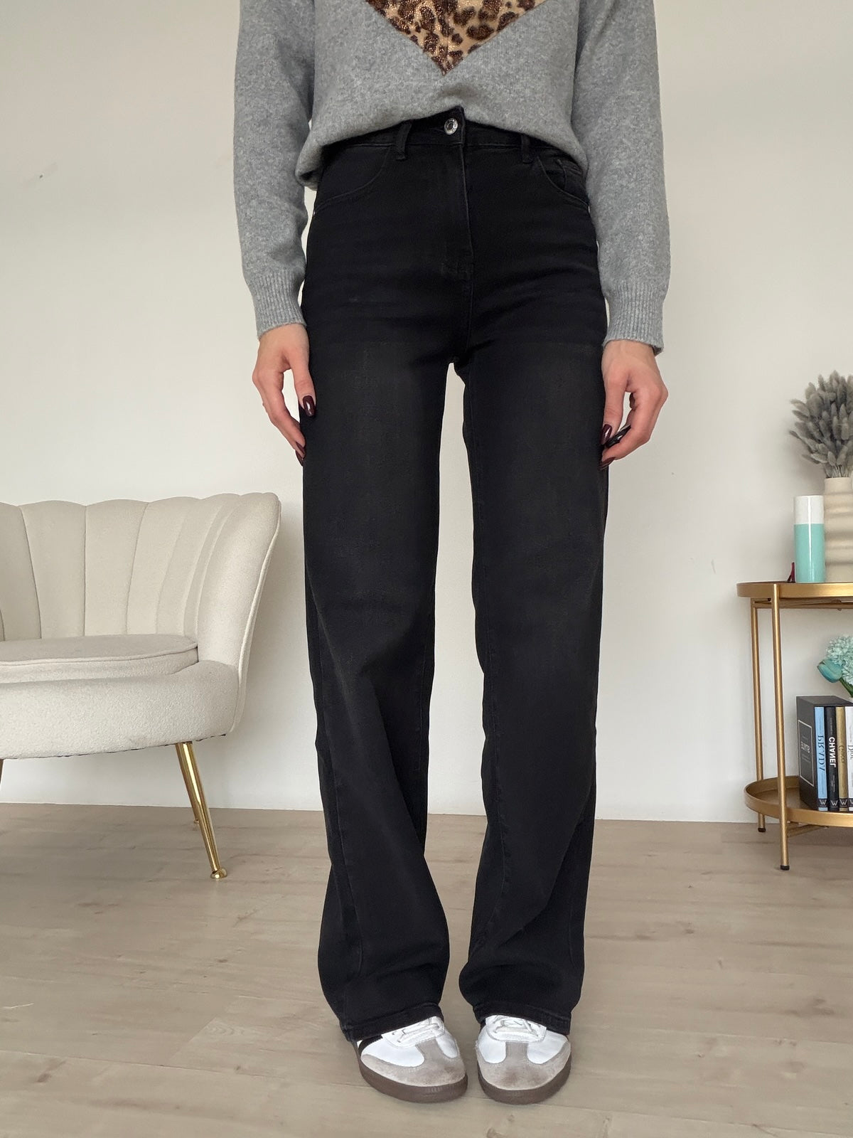 D5407-11-JEANS PALAZZO LEVI NERO