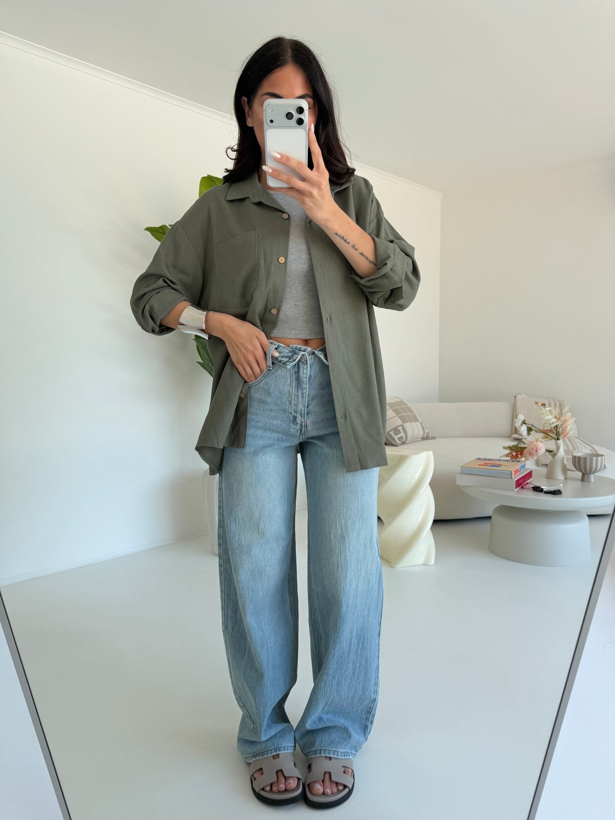 CAMICIA IN SIMIL LINO MILITARE