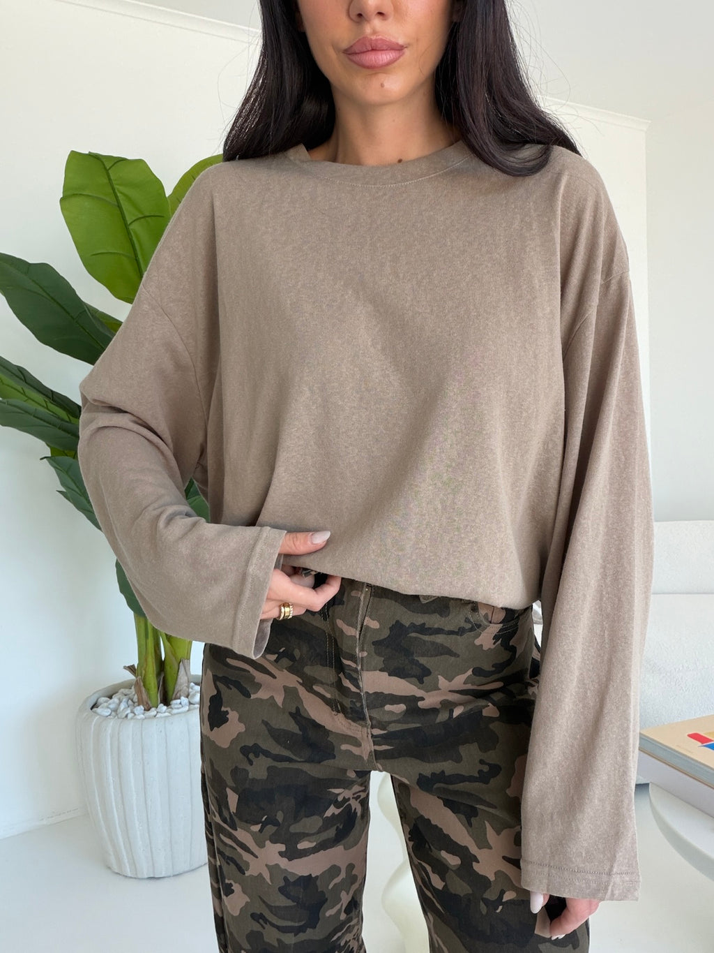 19366- MAGLIA LONG SLEEVE  TAUPE