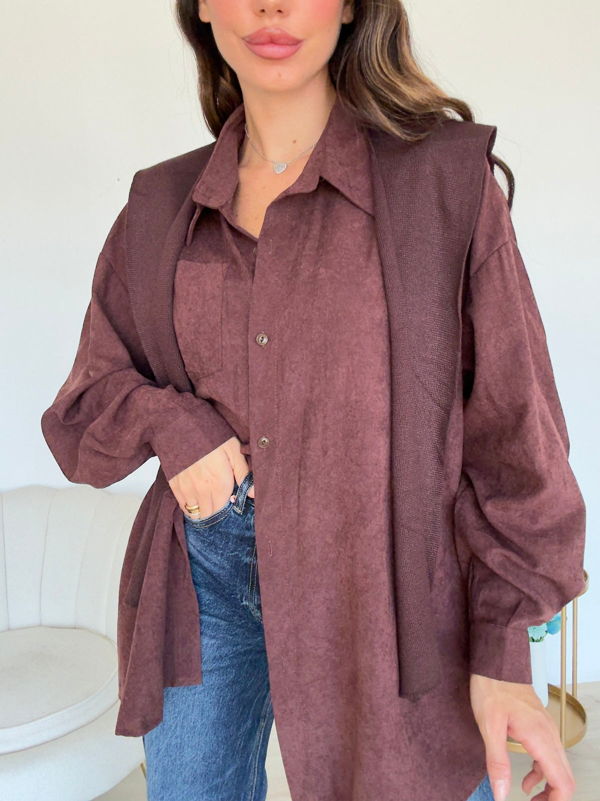 W43347-CAMICIA VELVET WINE