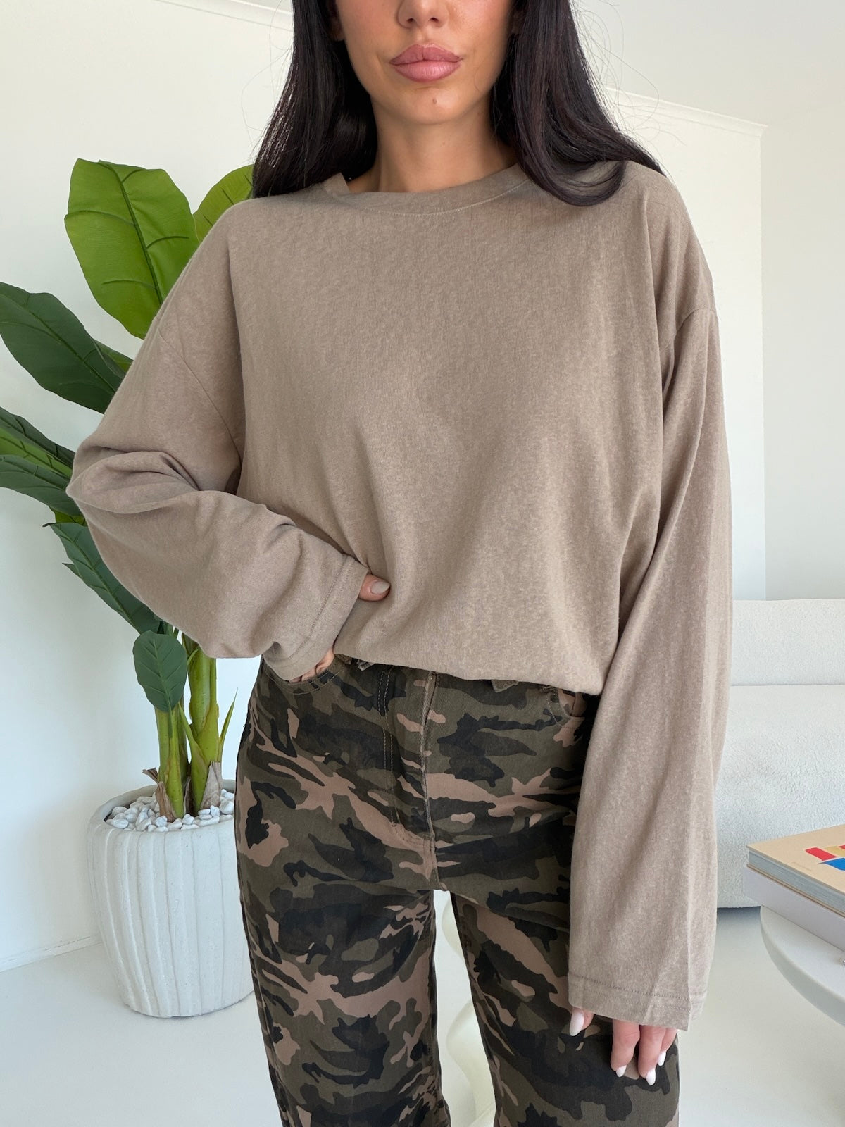 19366- MAGLIA LONG SLEEVE  TAUPE