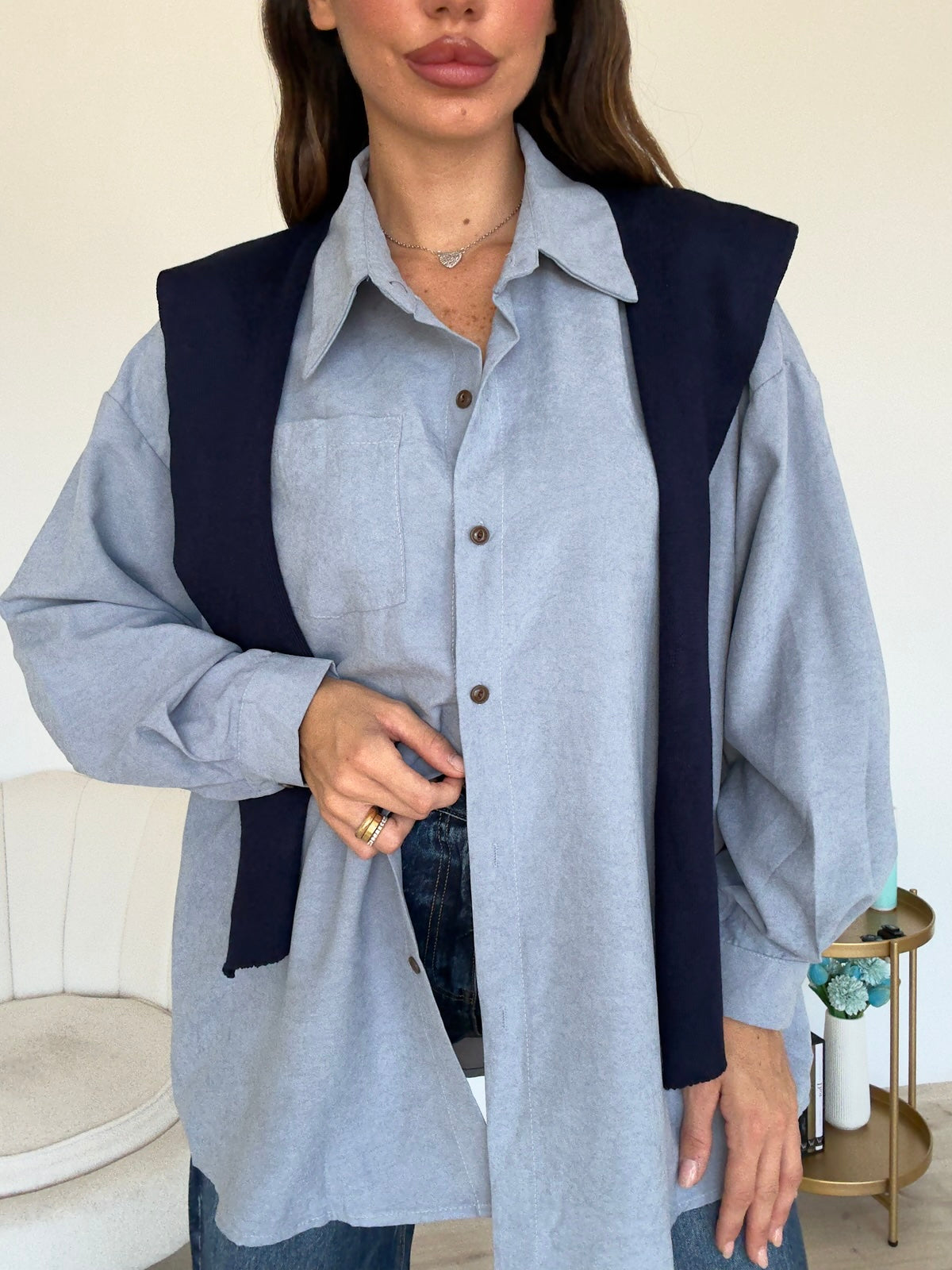 W43347-CAMICIA VELVET NAVY