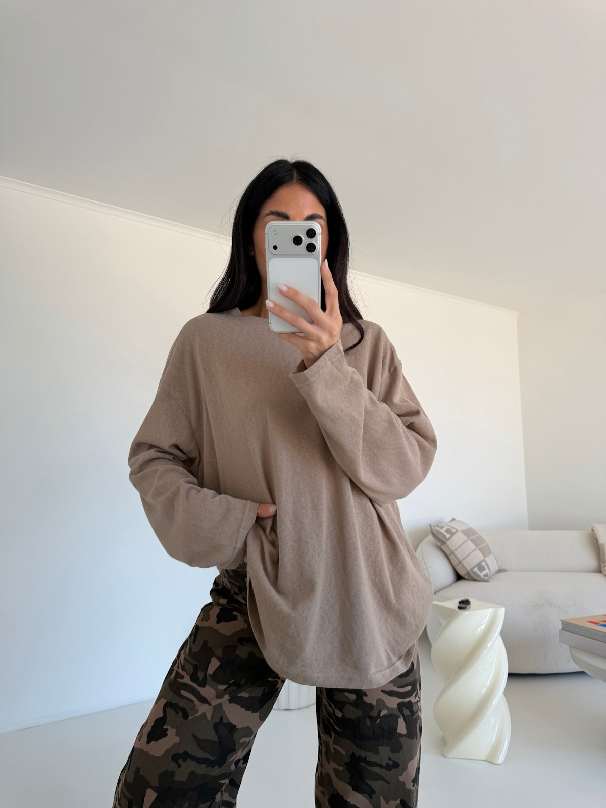 19366- MAGLIA LONG SLEEVE  TAUPE