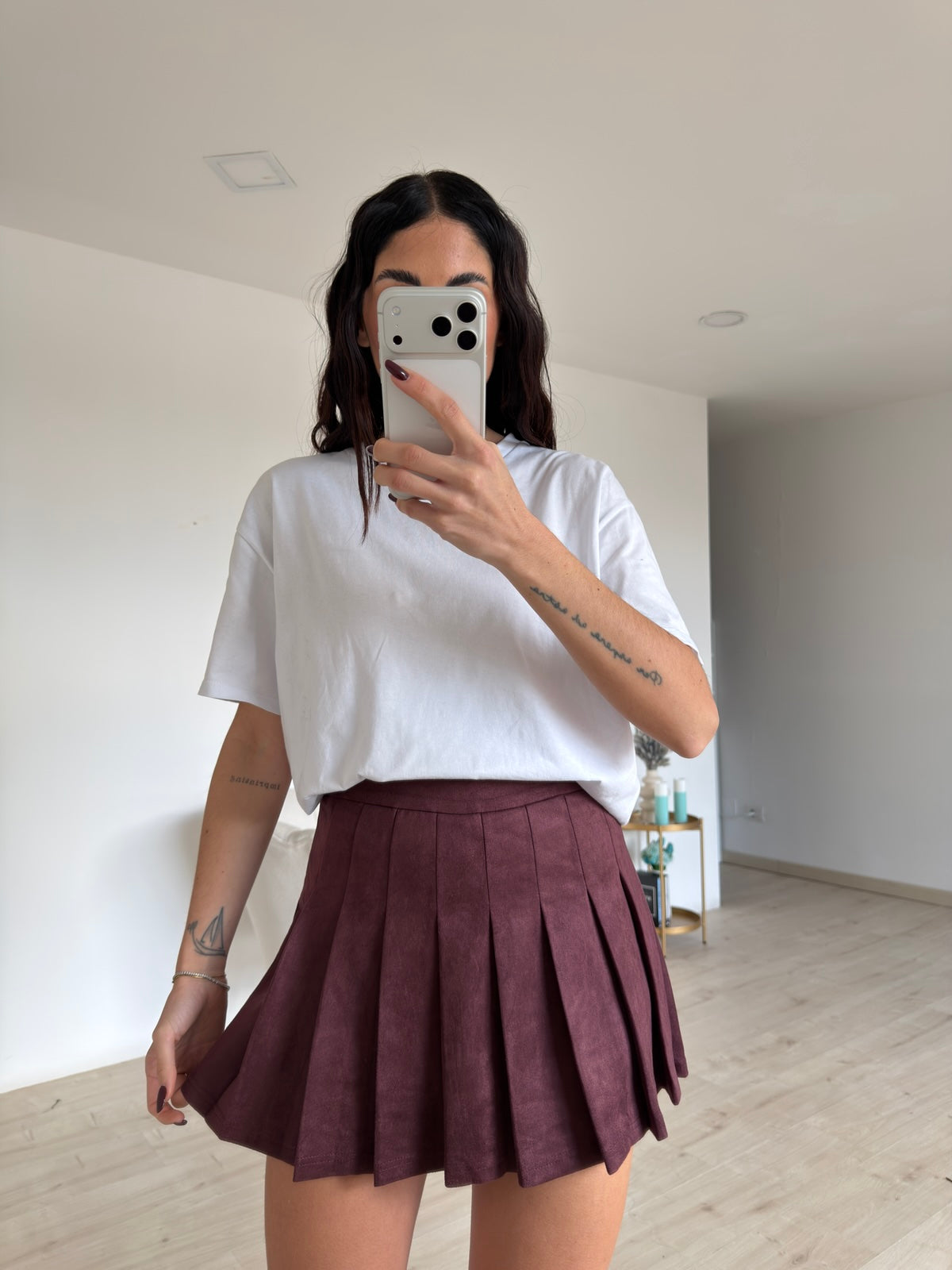 V5932-MINI GONNA PLISSE' WINE