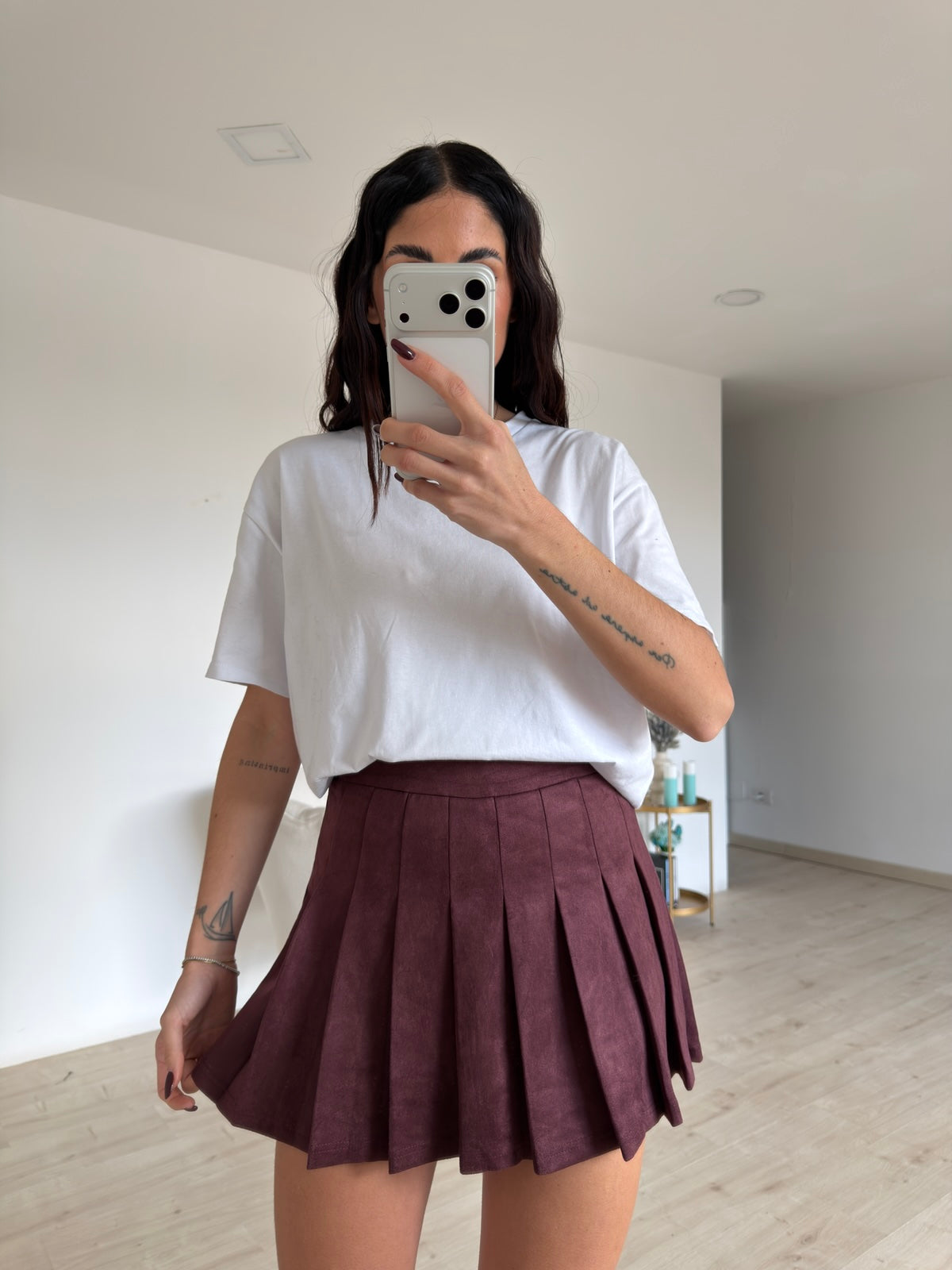 V5932-MINI GONNA PLISSE' WINE