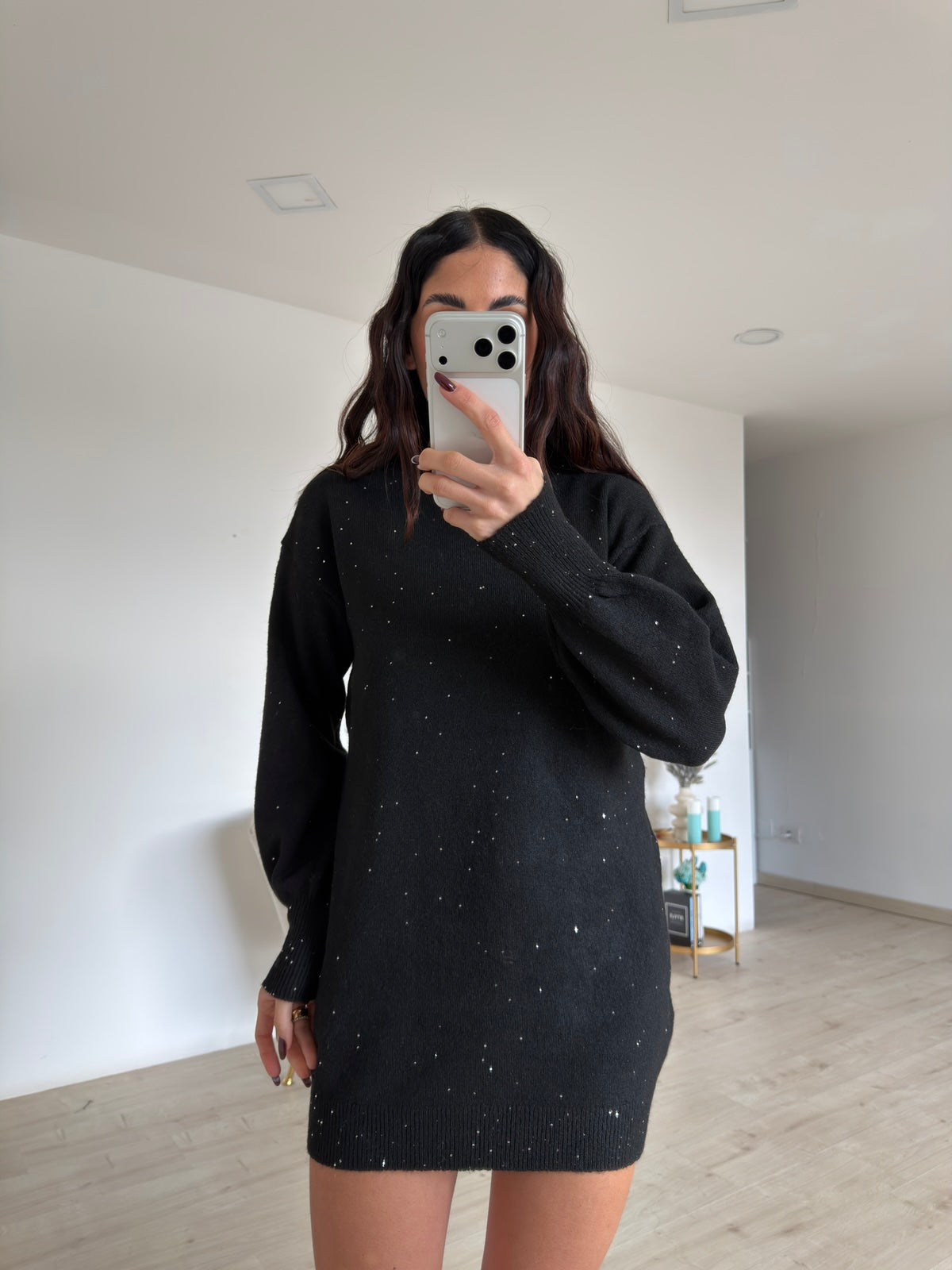 WR86357-MAXI PULL MICRO PAILLETTES NERO