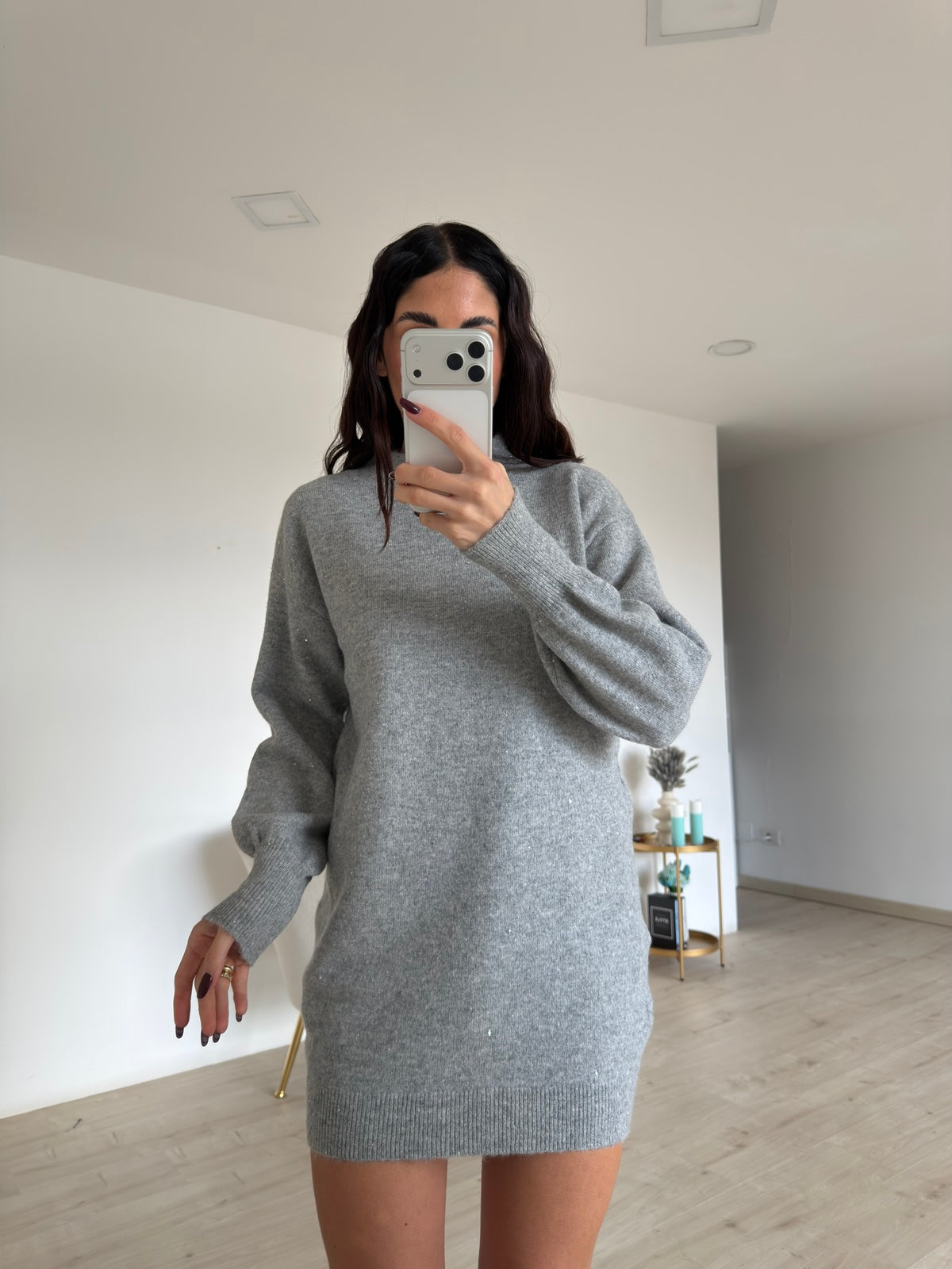 WR86357-MAXI PULL MICRO PAILLETTES GREY