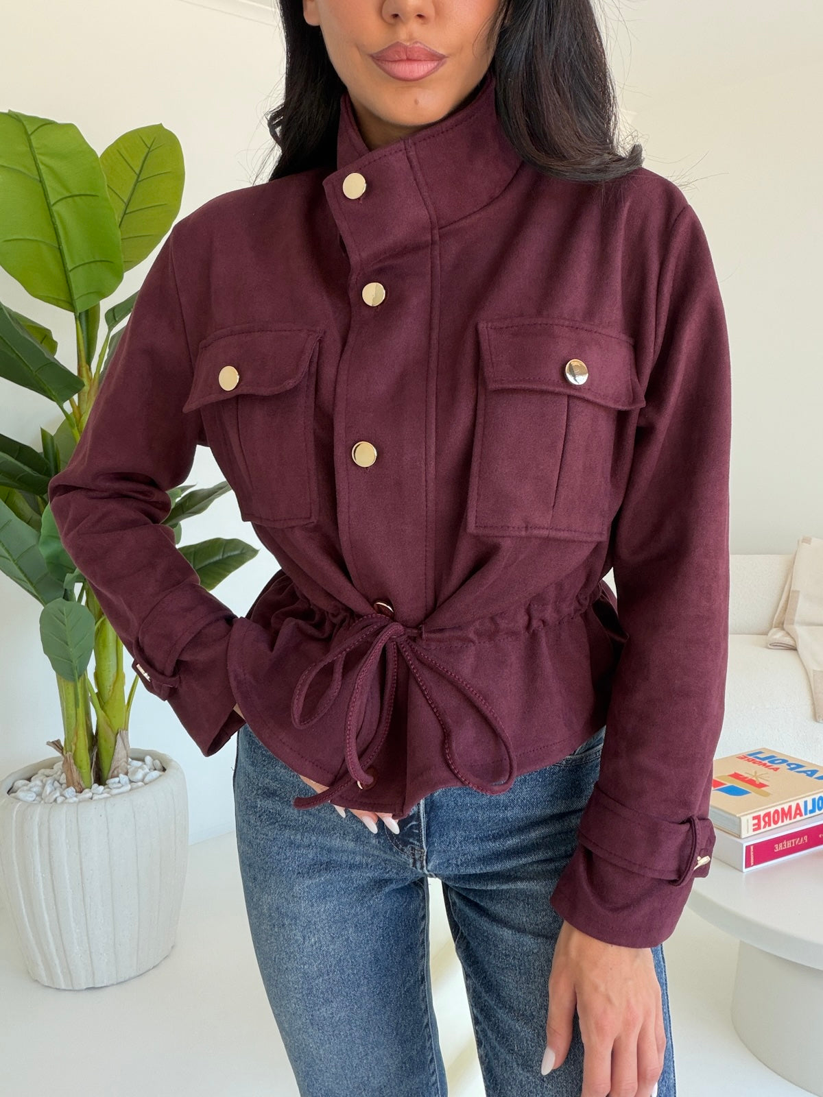 BIKER SUEDE WINE