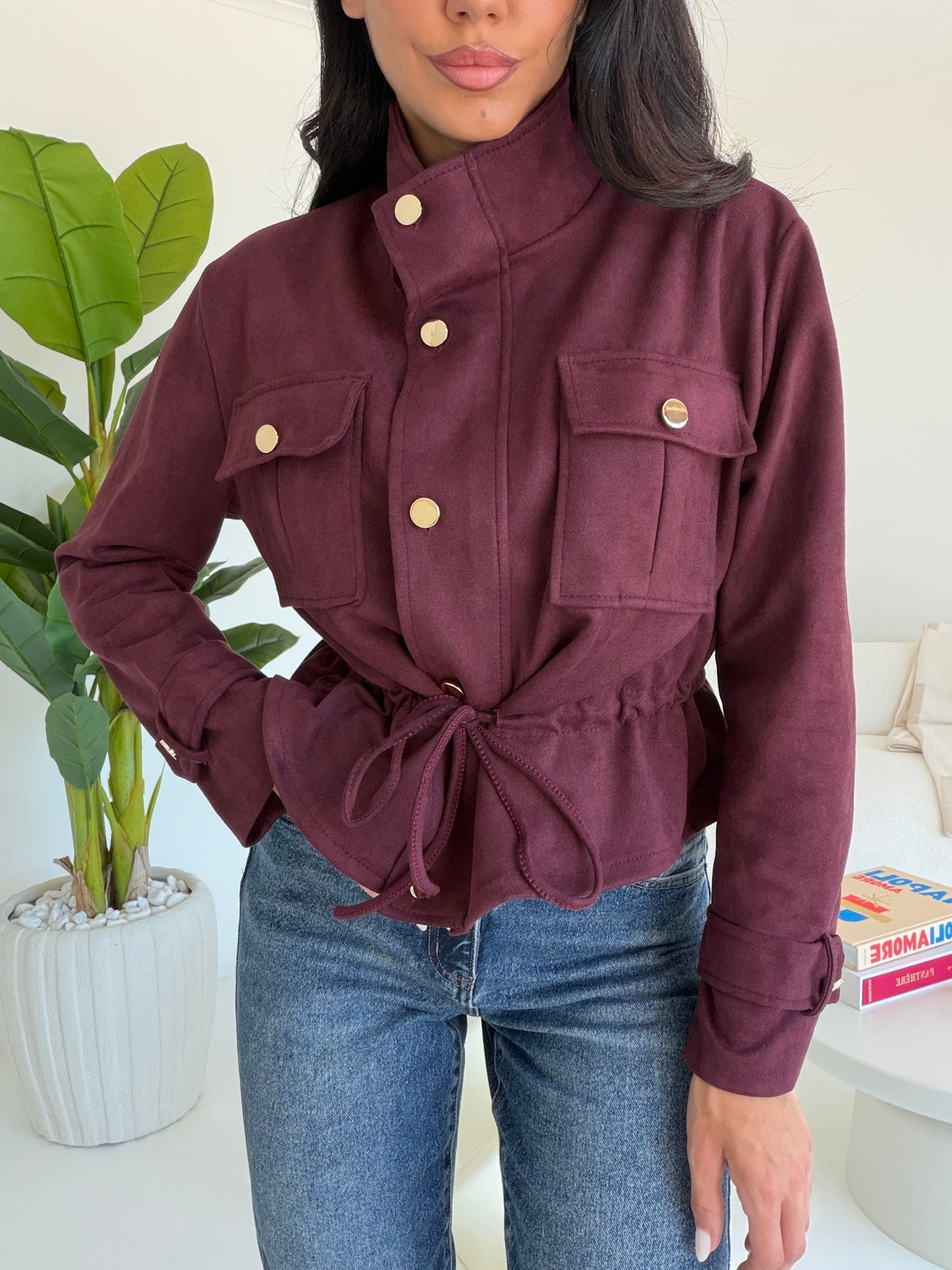 BIKER SUEDE WINE