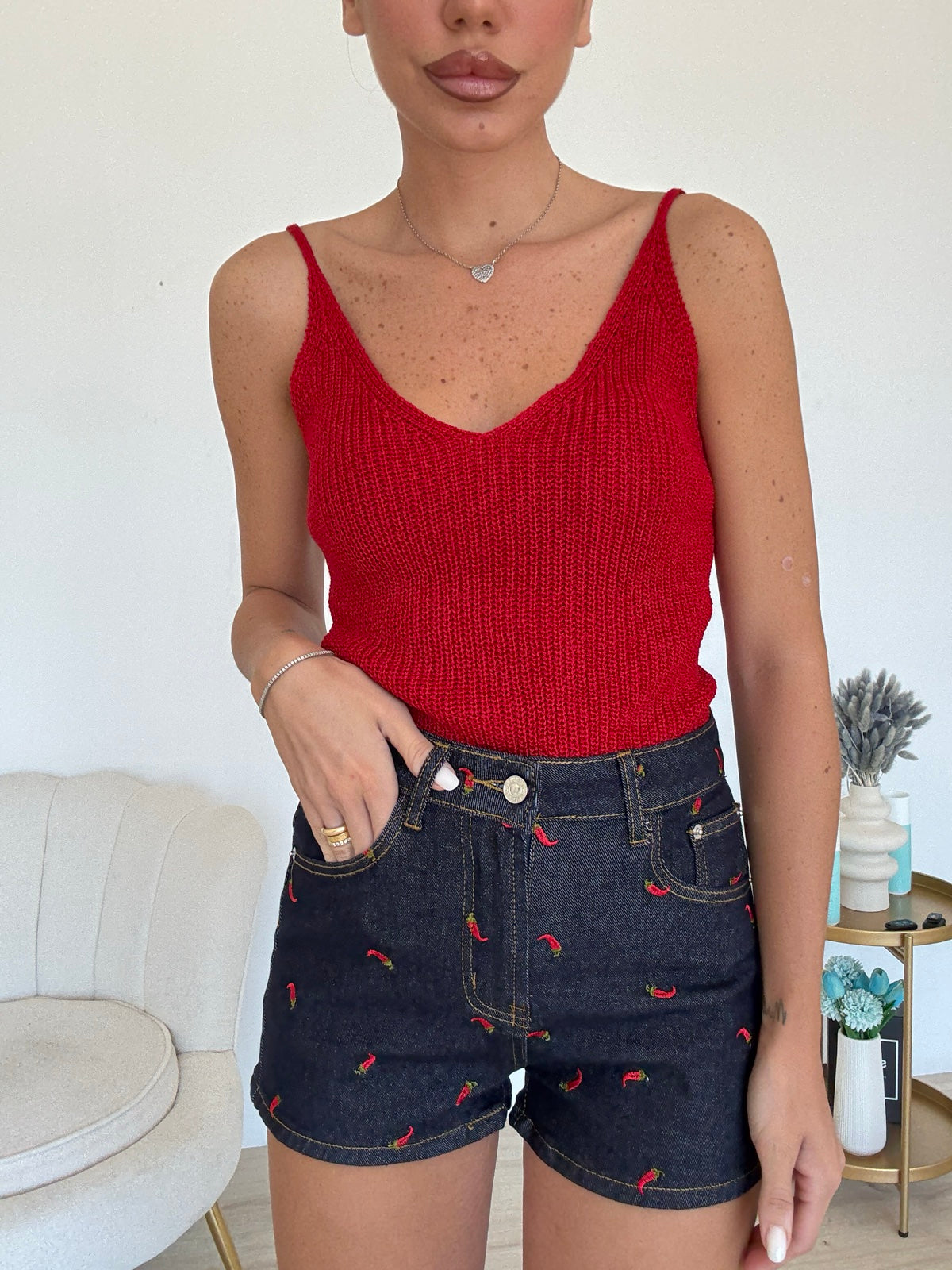 S22069-SHORT IN  DENIM SPICY