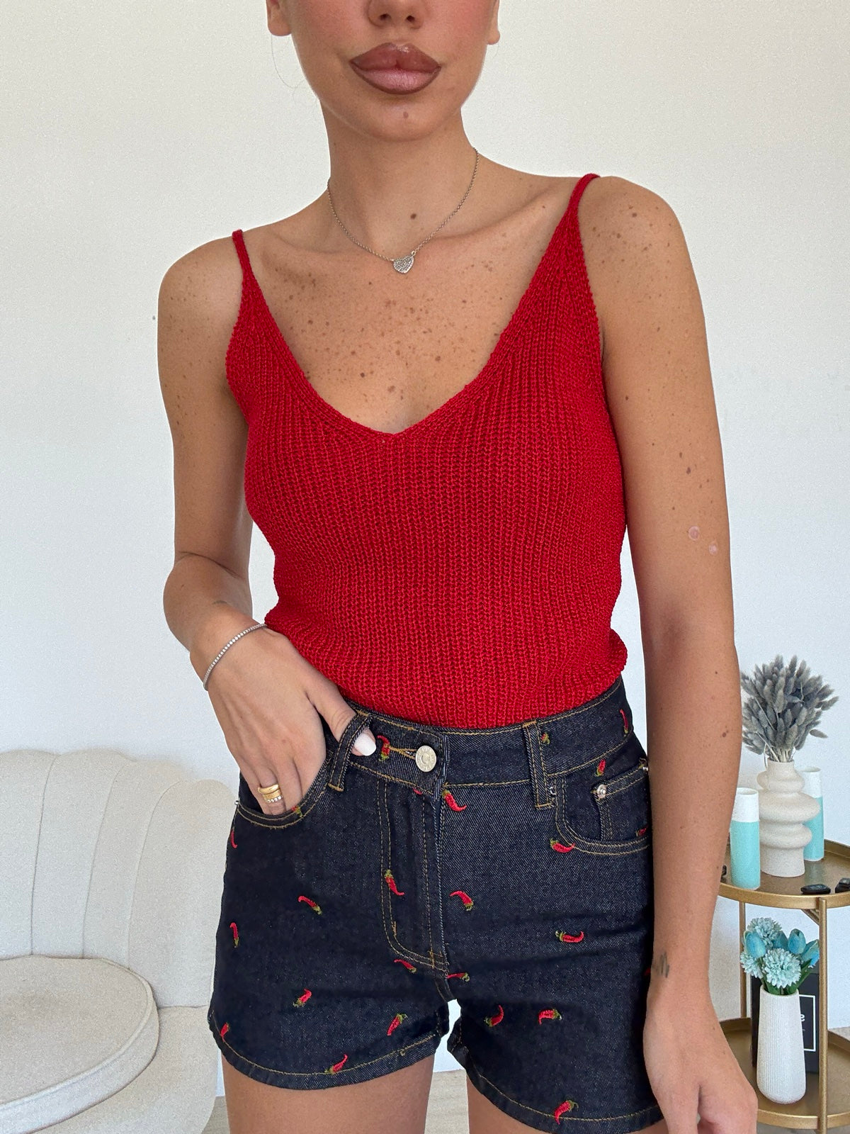 S22069-SHORT IN  DENIM SPICY