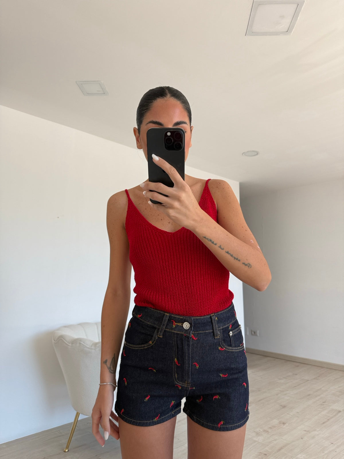 S22069-SHORT IN  DENIM SPICY