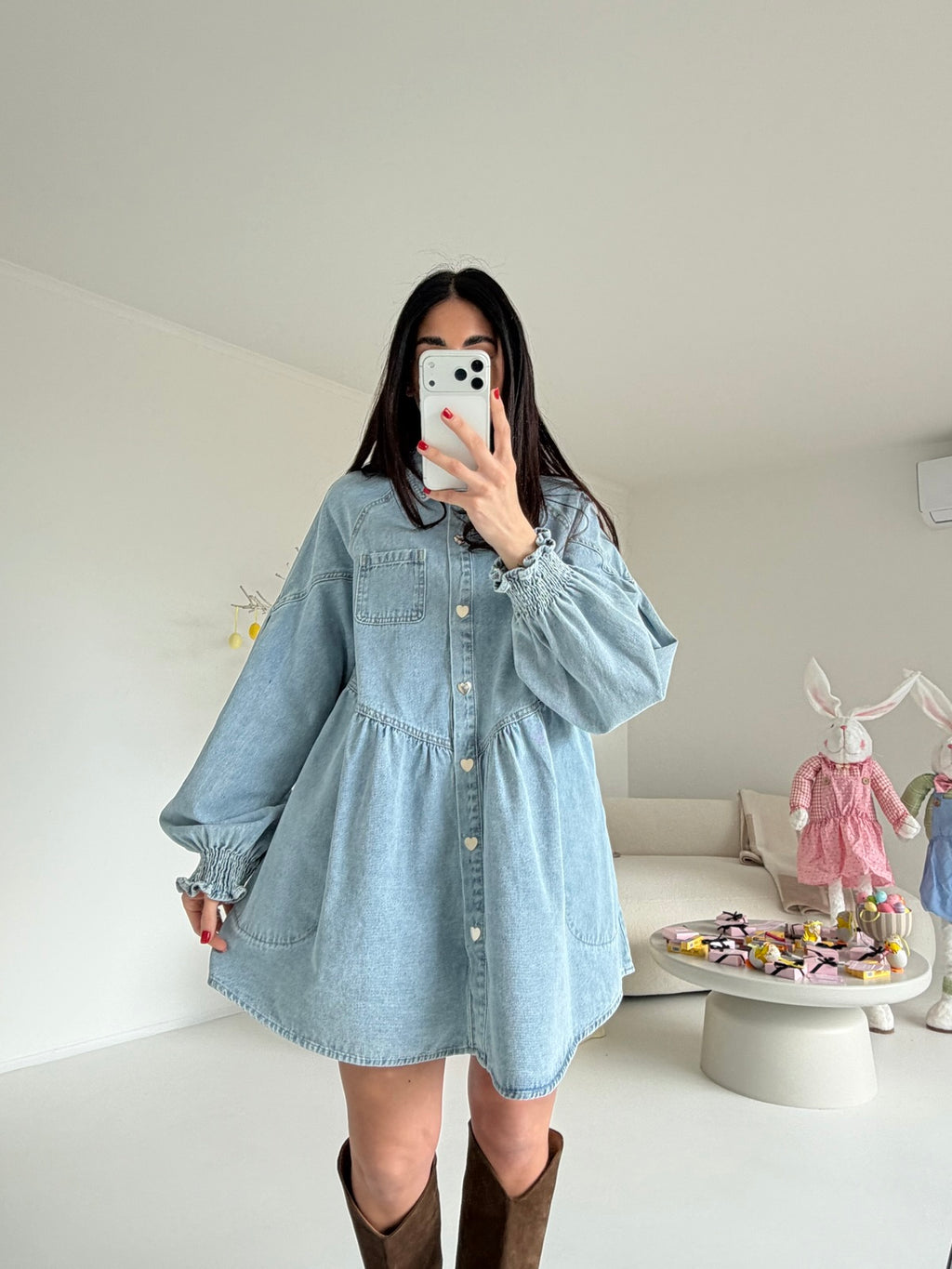 2749-MINI ABITO DENIM CHIARO
