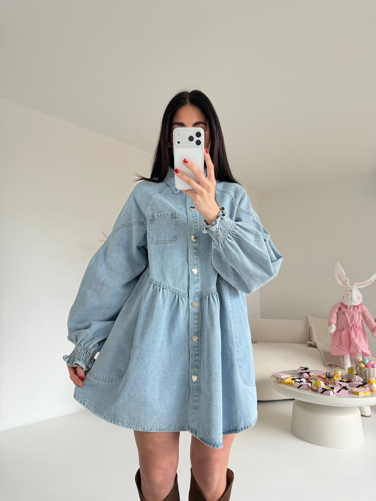 2749-MINI ABITO DENIM CHIARO