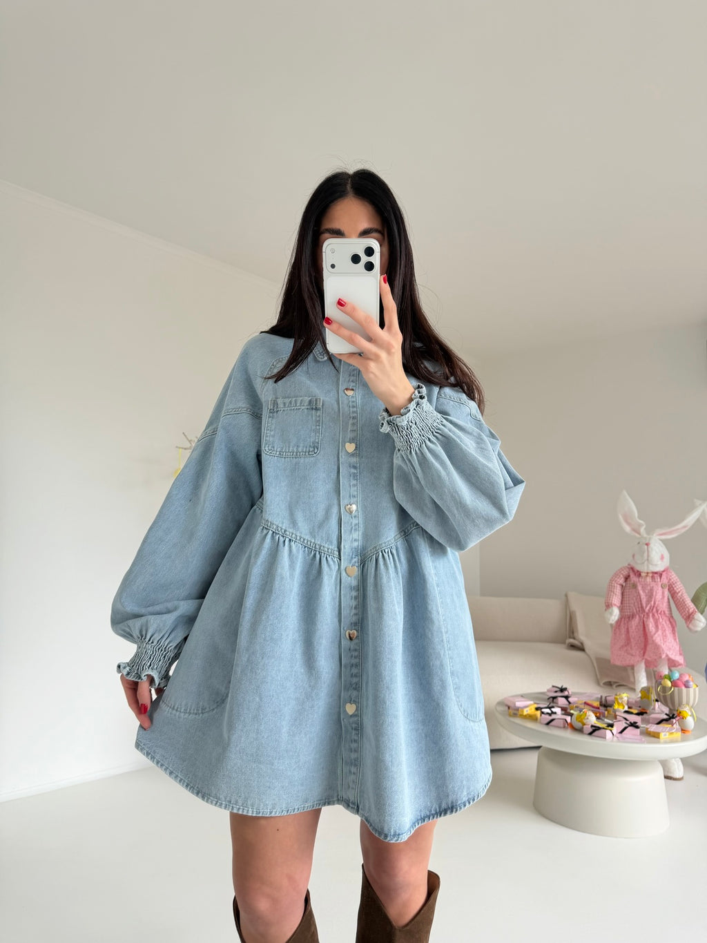 2749-MINI ABITO DENIM CHIARO