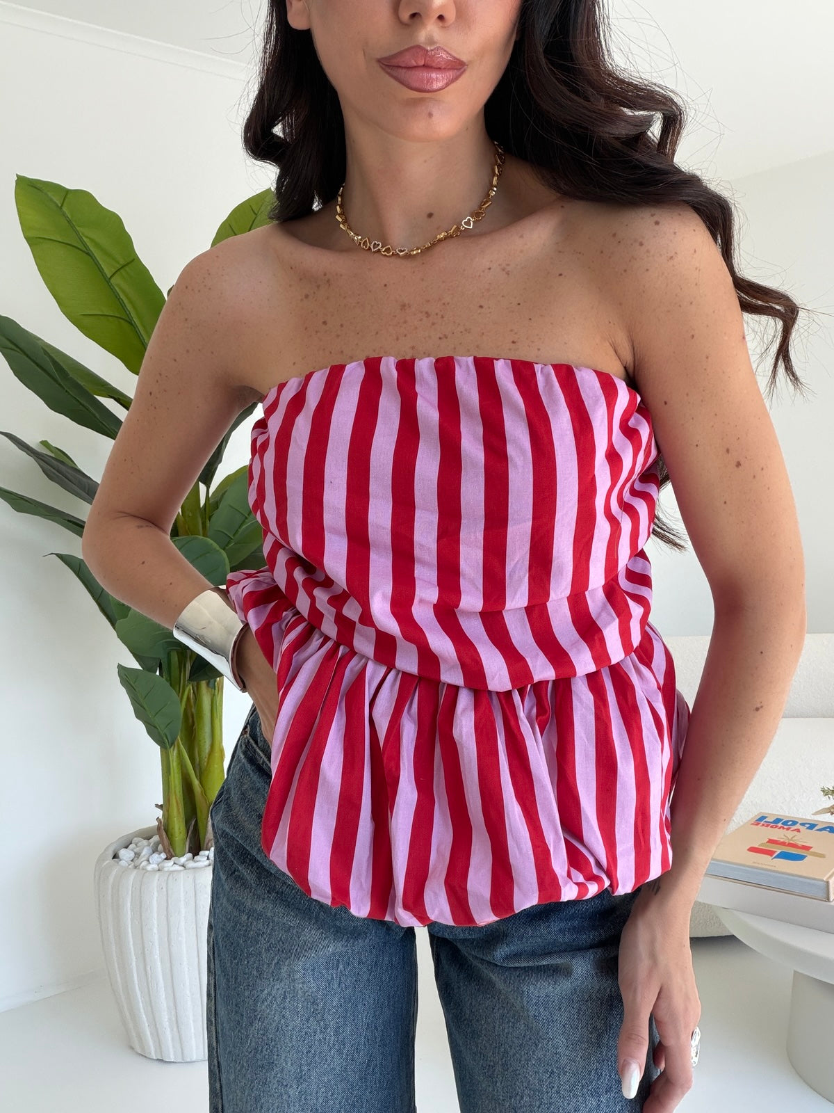 TOP A RIGHE PINK