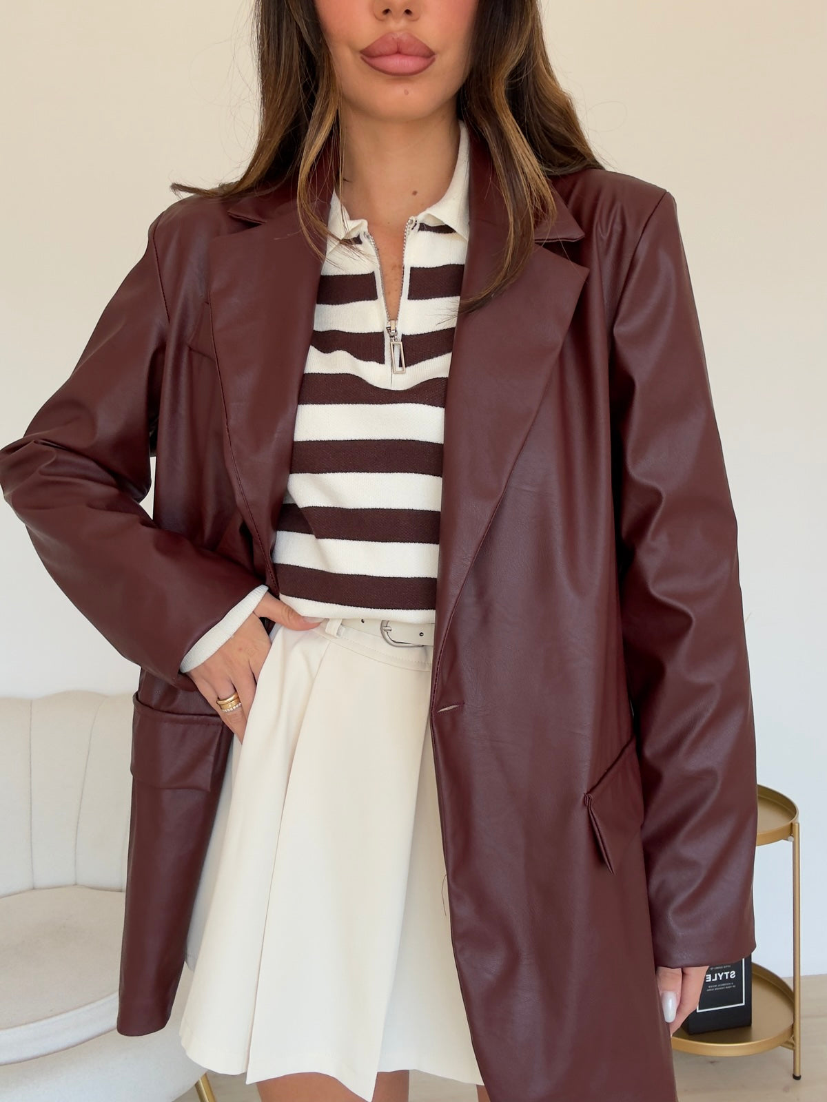 BLAZER LEATHER WINE