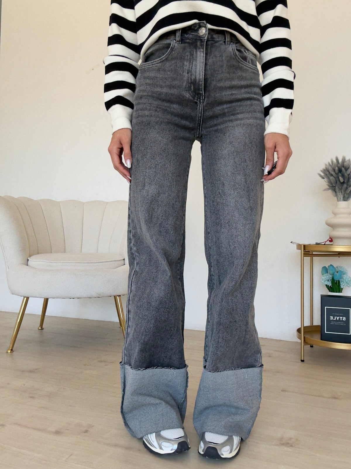 8896-JEANS MEGA PIEGONE GREY
