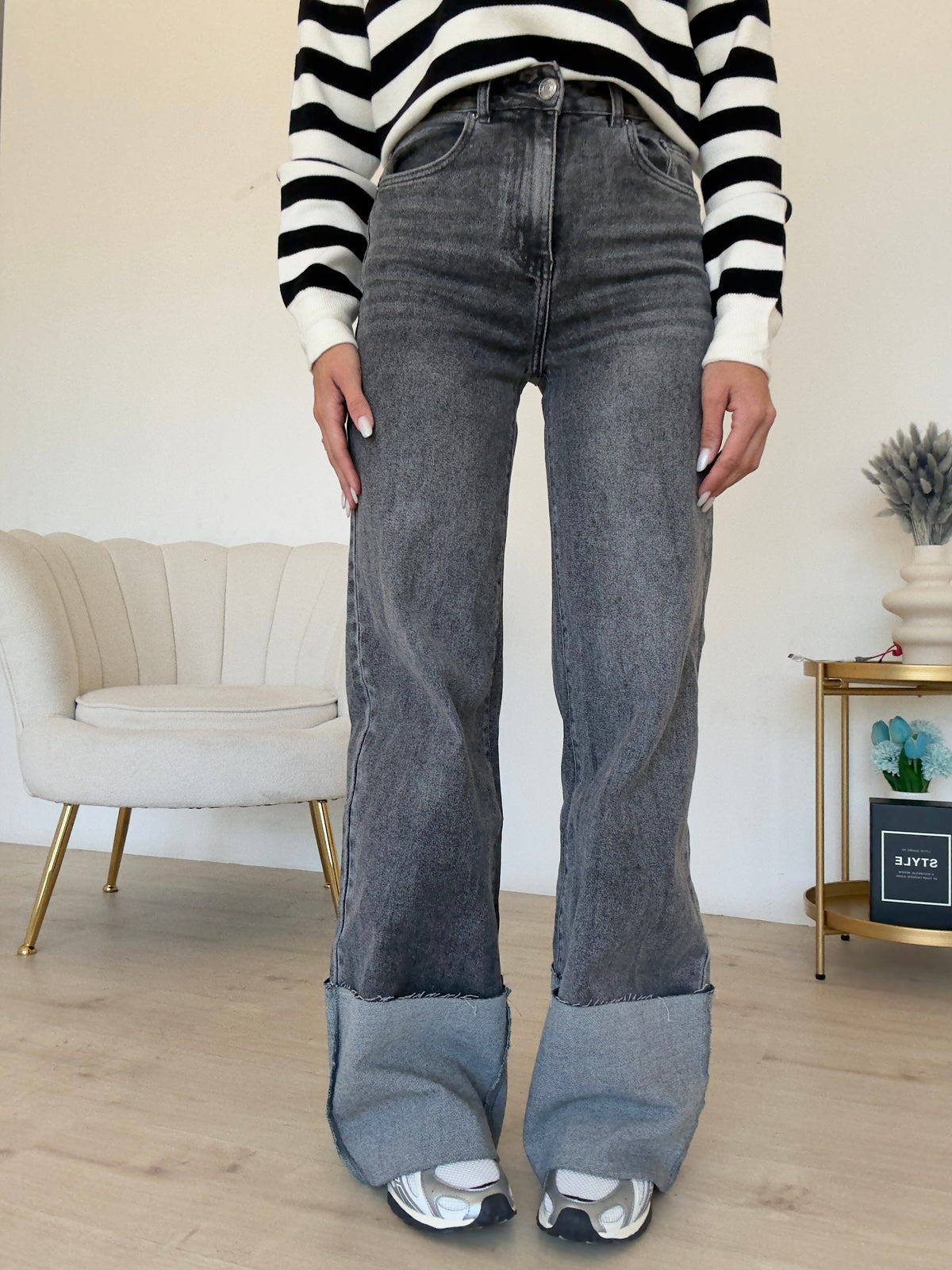 8896-JEANS MEGA PIEGONE GREY