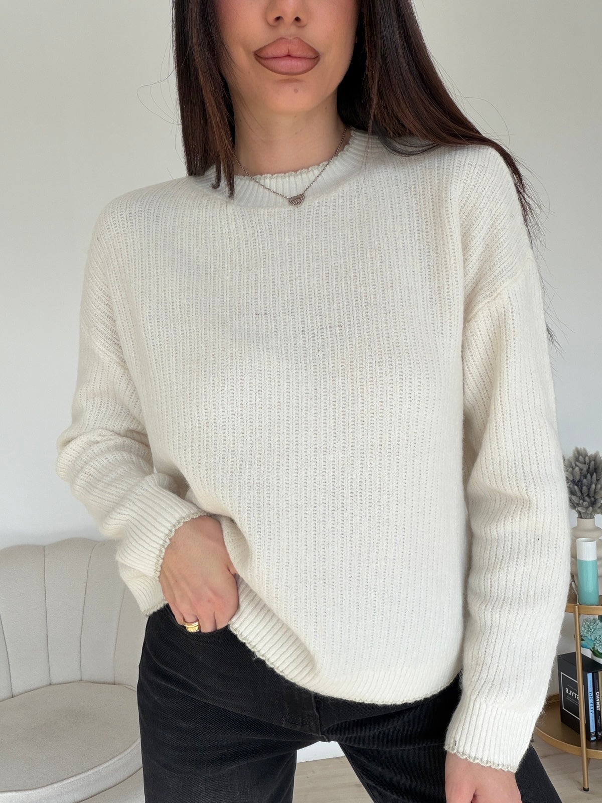 QH85737-PULL GIROCOLLO LUREX MILK