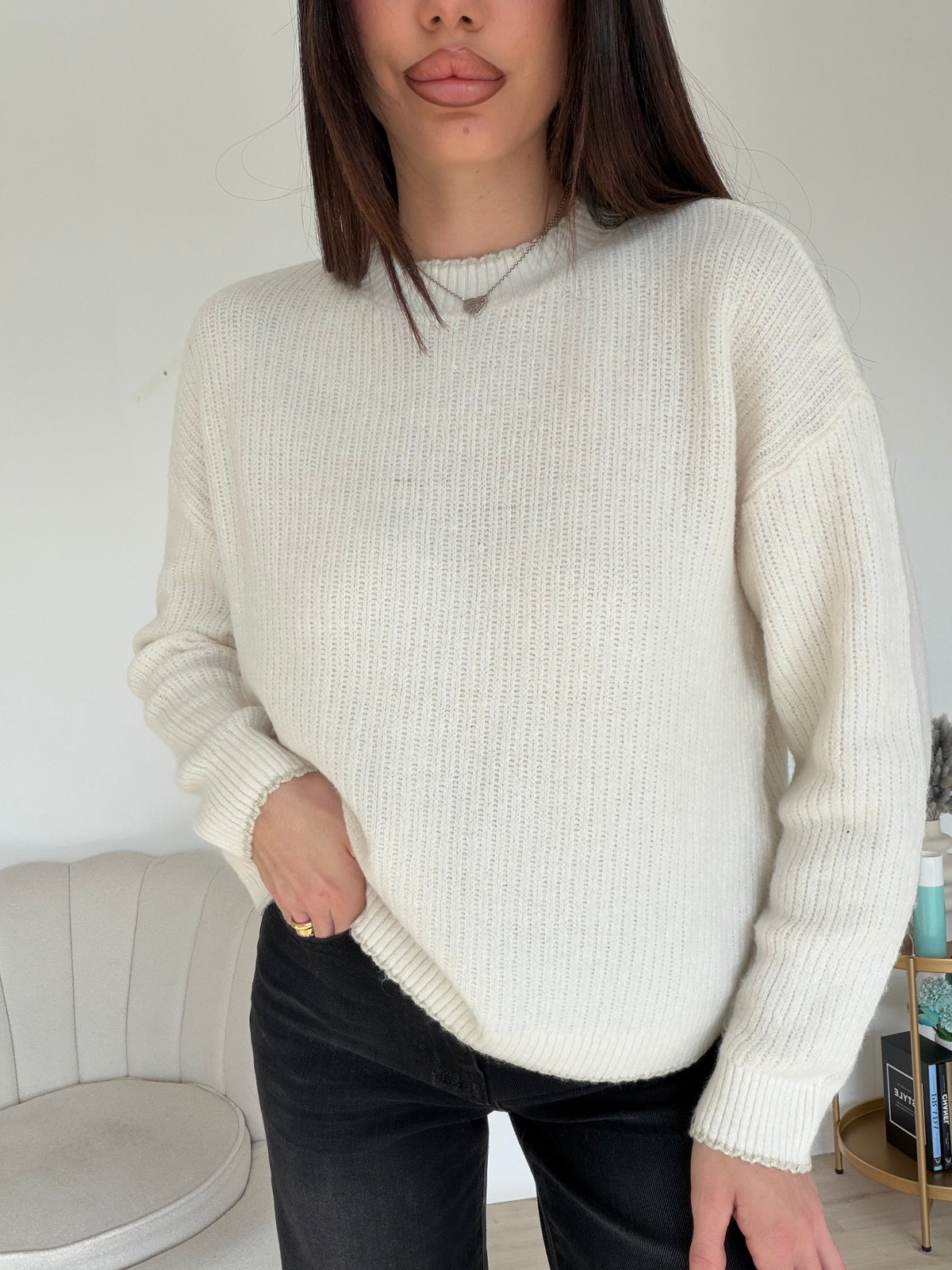 QH85737-PULL GIROCOLLO LUREX MILK