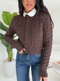 1718-CARDIGAN BRAIDS CHOCO