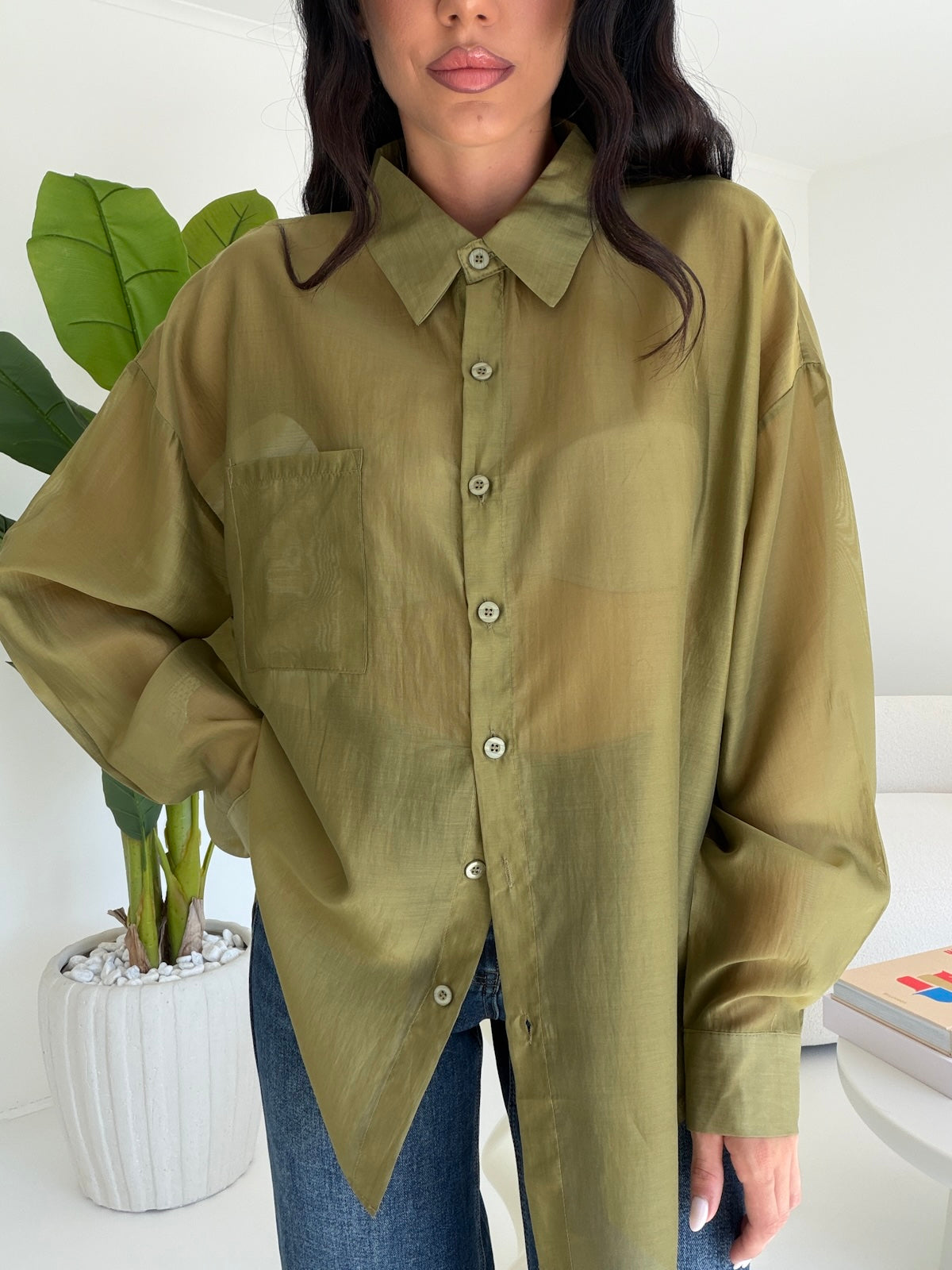 V6808-81-CAMICIA VELATA OLIVA