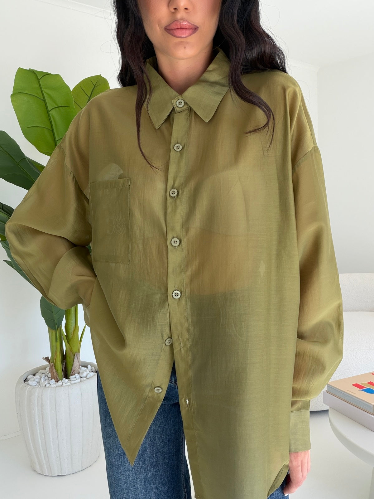 V6808-81-CAMICIA VELATA OLIVA