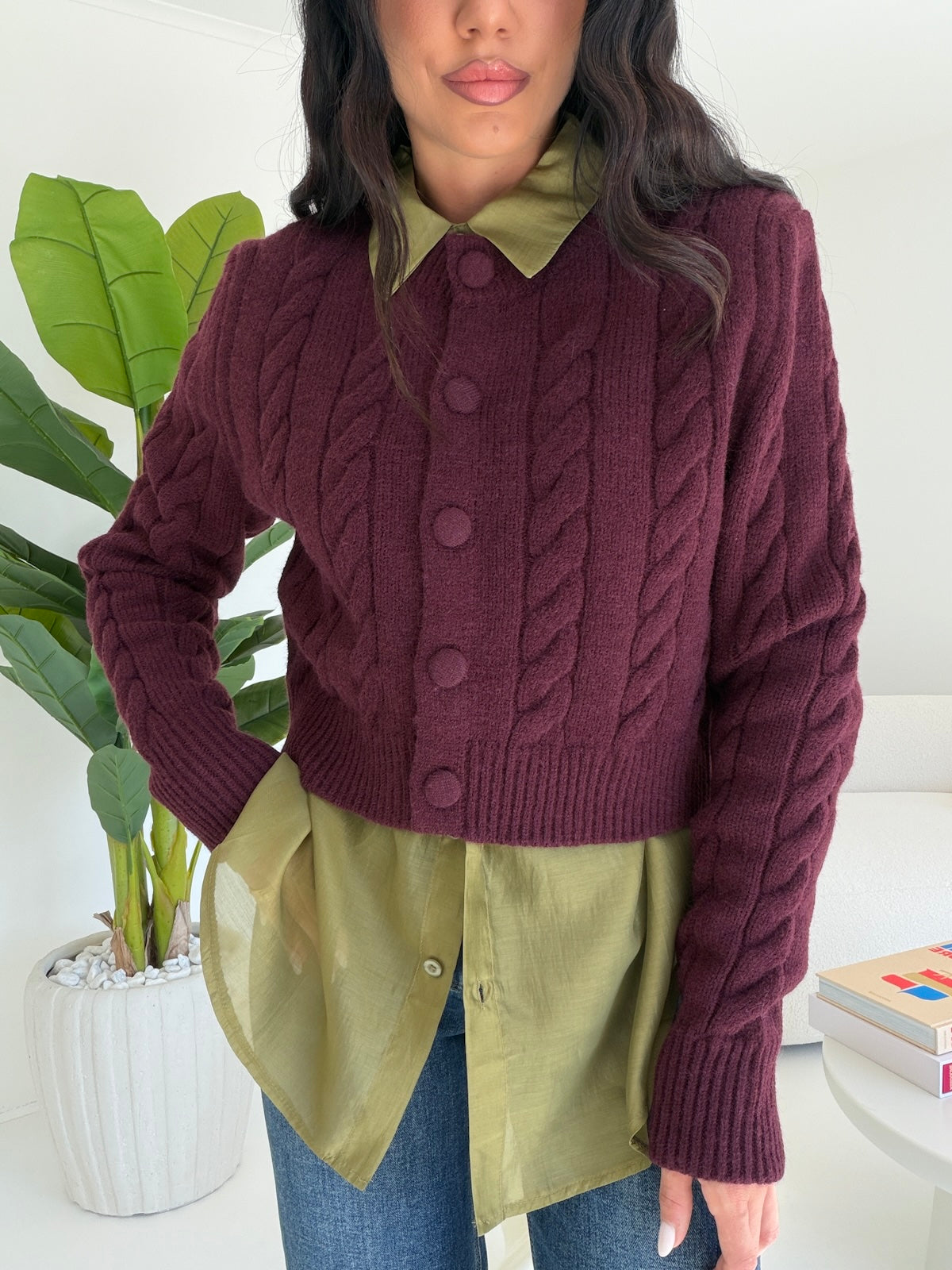 1718-CARDIGAN BRAIDS WINE