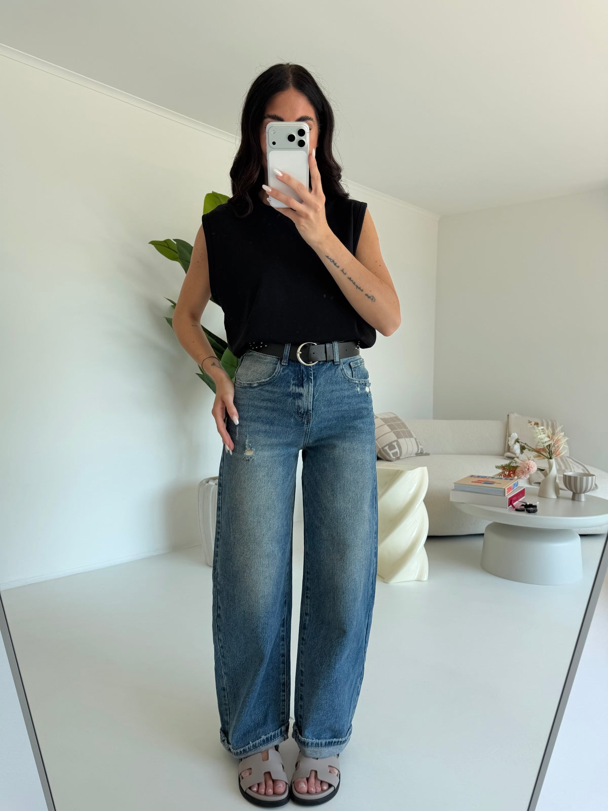 D729-JEANS BARREL+CINTURA