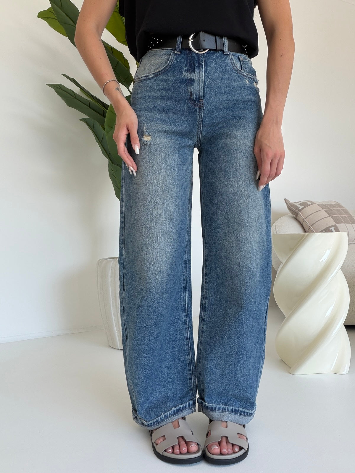 D729-JEANS BARREL+CINTURA