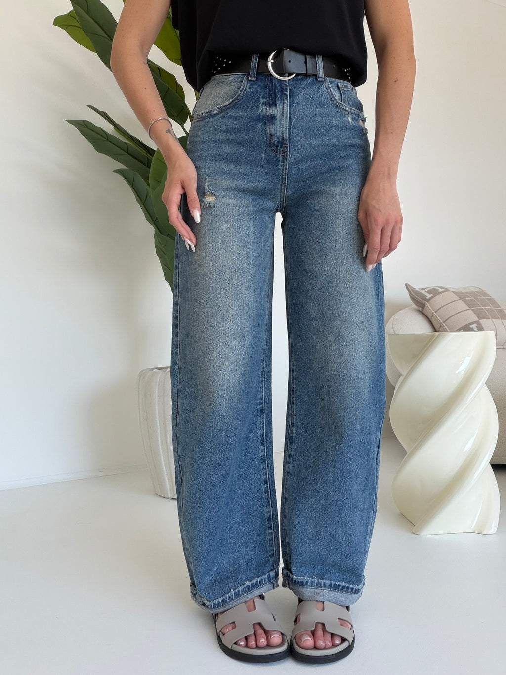 D729-JEANS BARREL+CINTURA