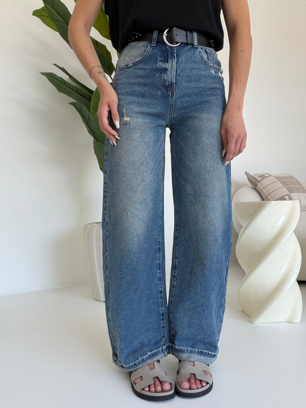 D729-JEANS BARREL+CINTURA