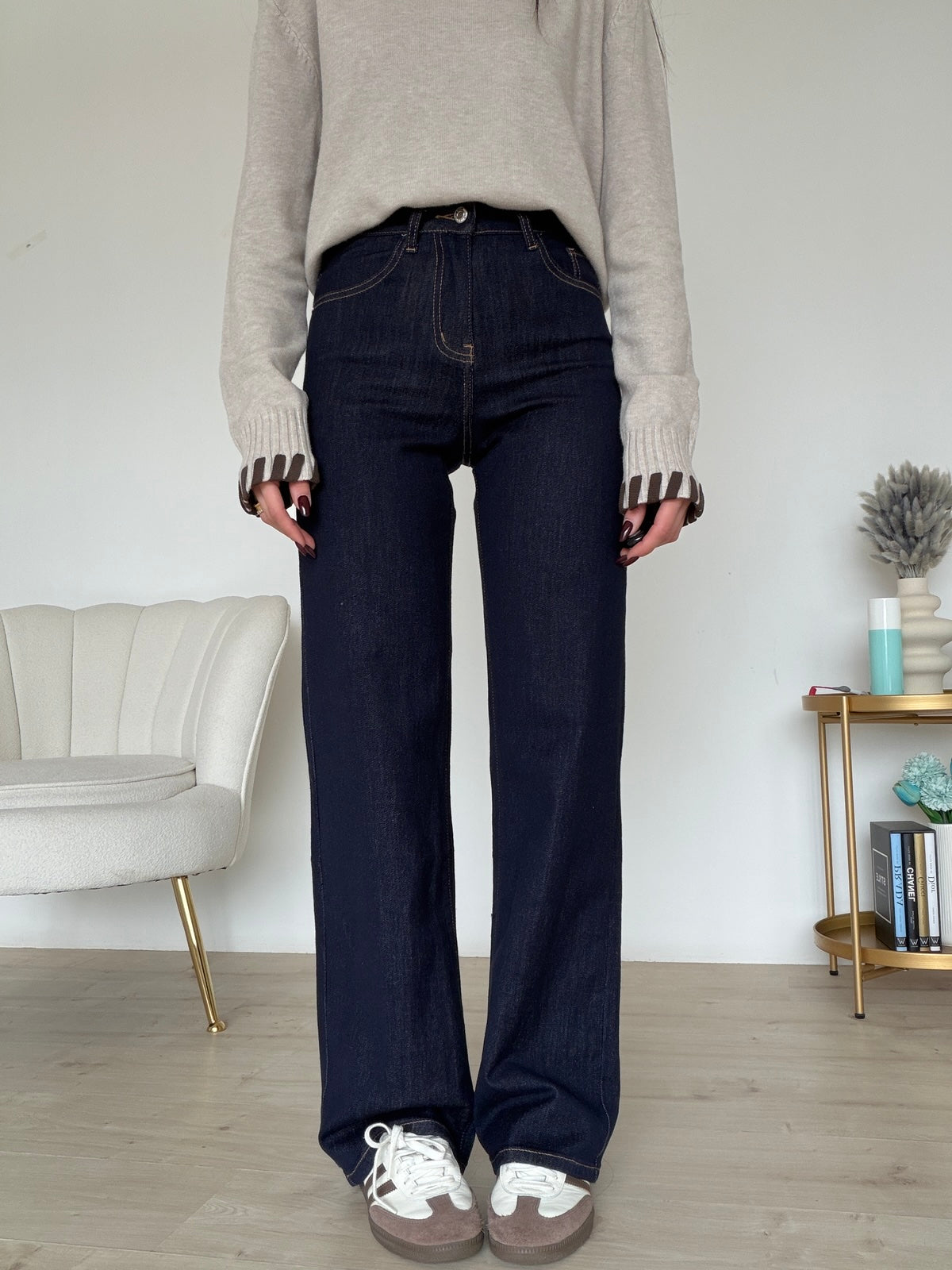 D5407-22-JEANS GAMBA DRITTA BLU DENIM