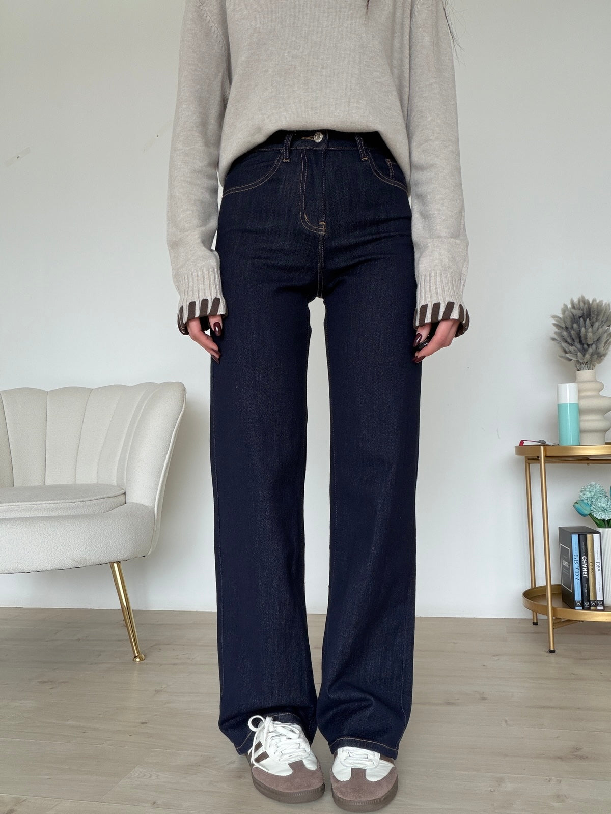 D5407-22-JEANS GAMBA DRITTA BLU DENIM