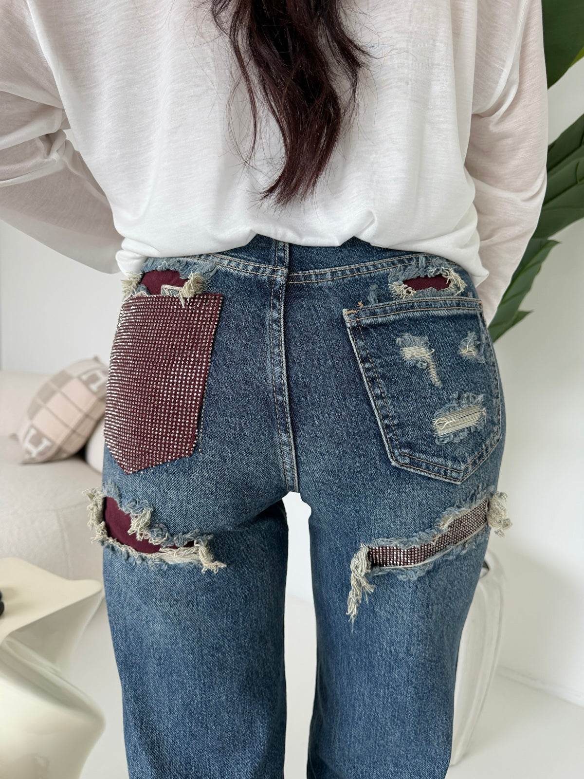 LW-2033-JEANS TEARS BORDEAUX