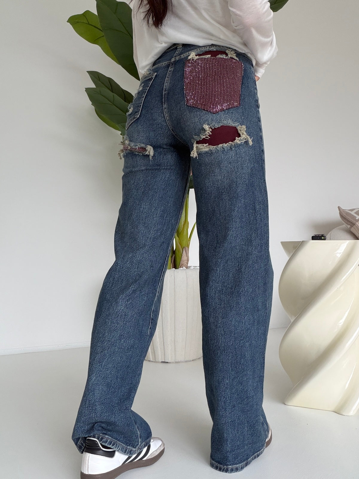 LW-2033-JEANS TEARS BORDEAUX