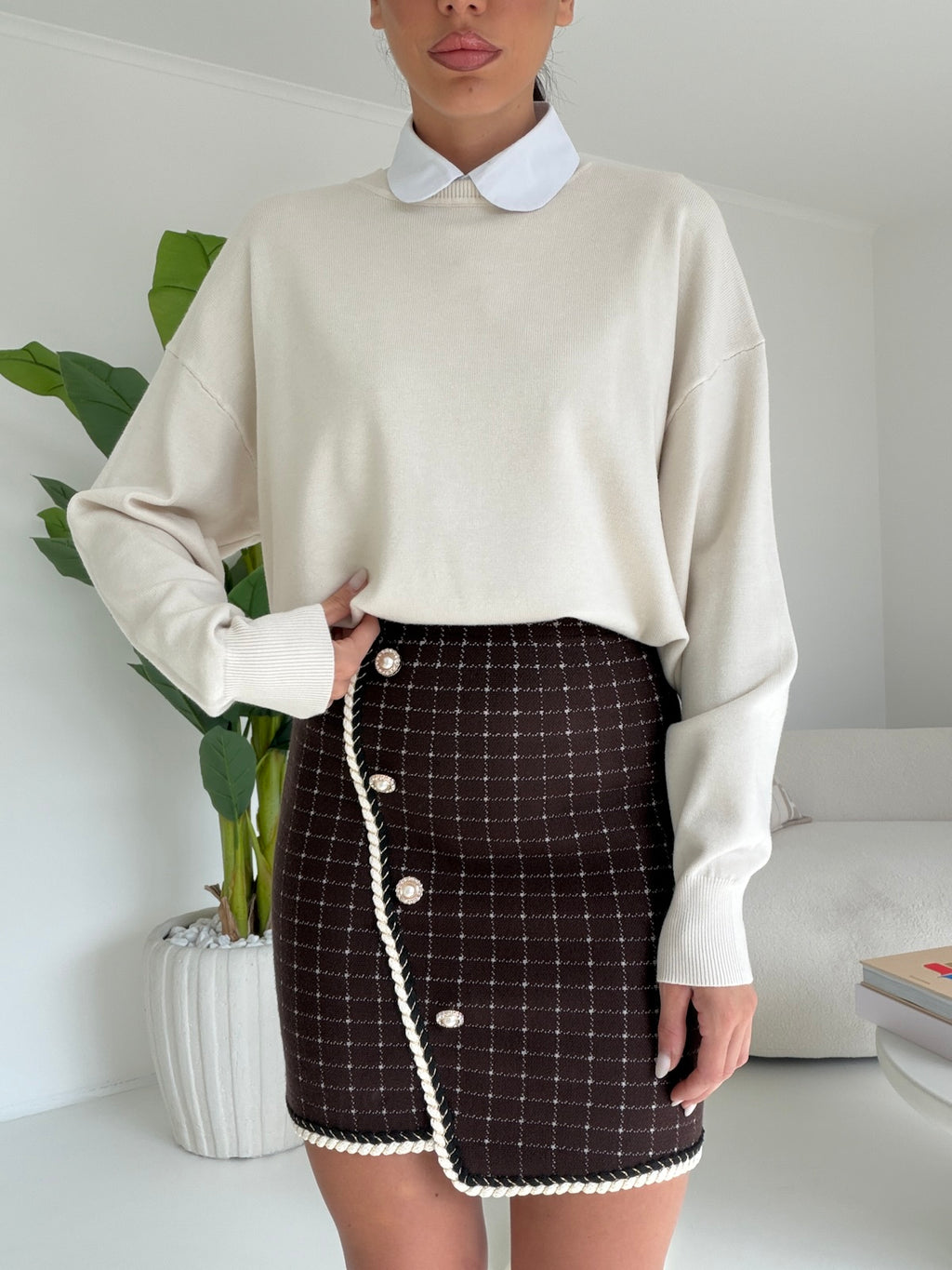 R5015-MINI GONNA TWEED  CHOCO