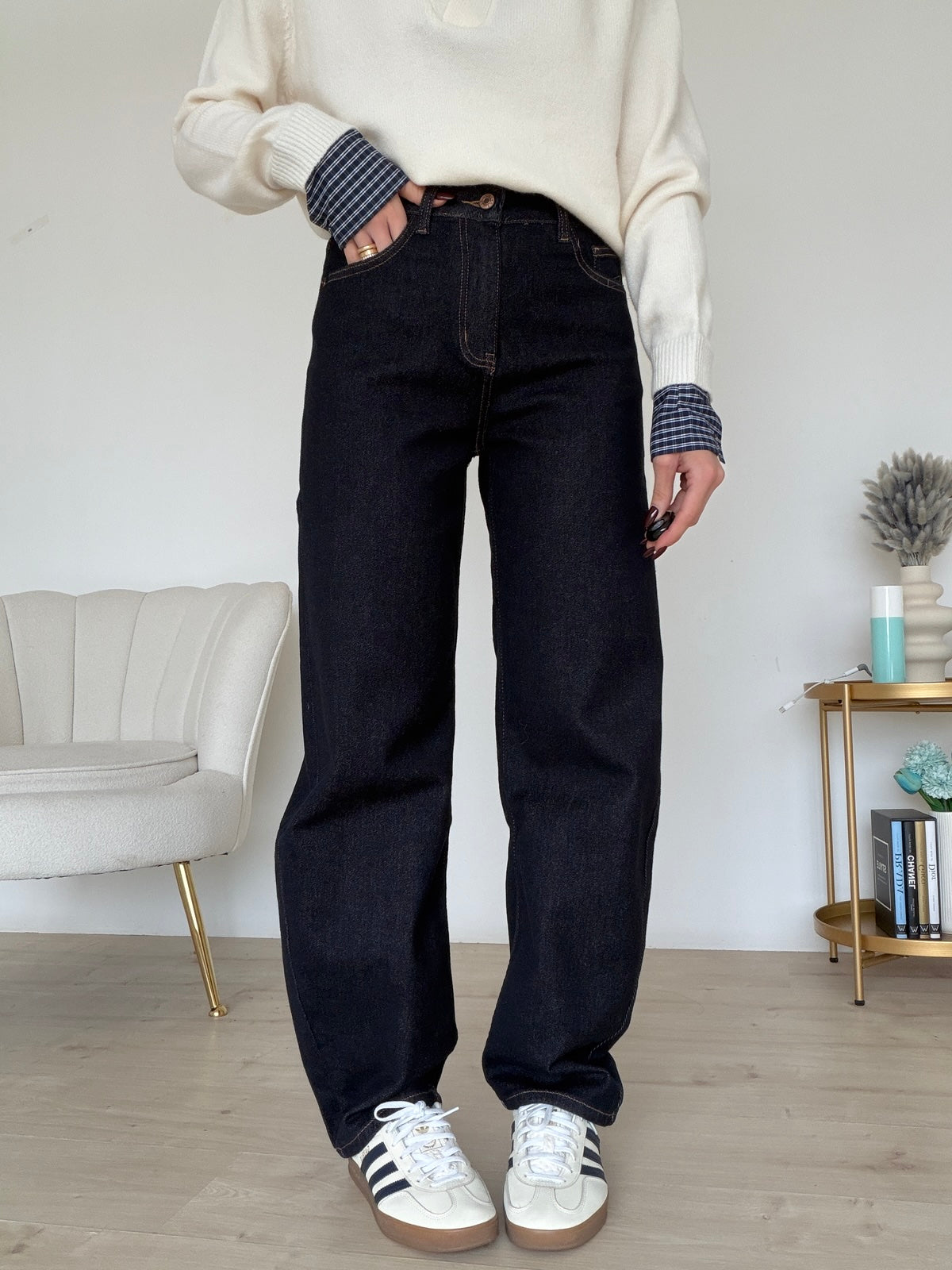 D5798-22-JEANS BARREL BLU DENIM