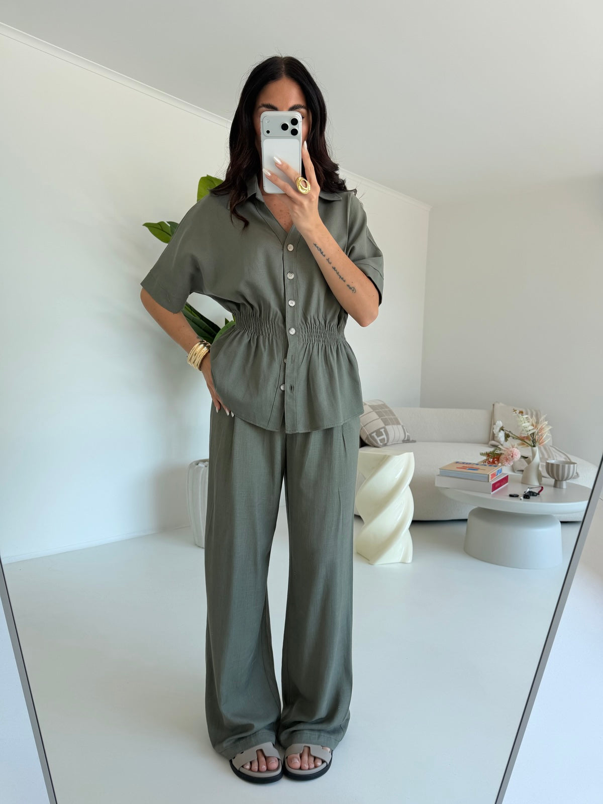 PANTALONE PALAZZO MUST MILITARE