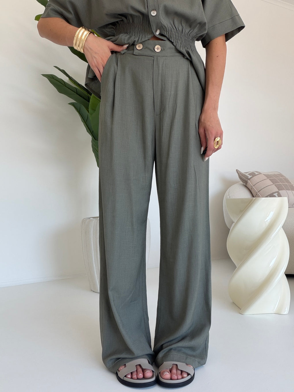 PANTALONE PALAZZO MUST MILITARE